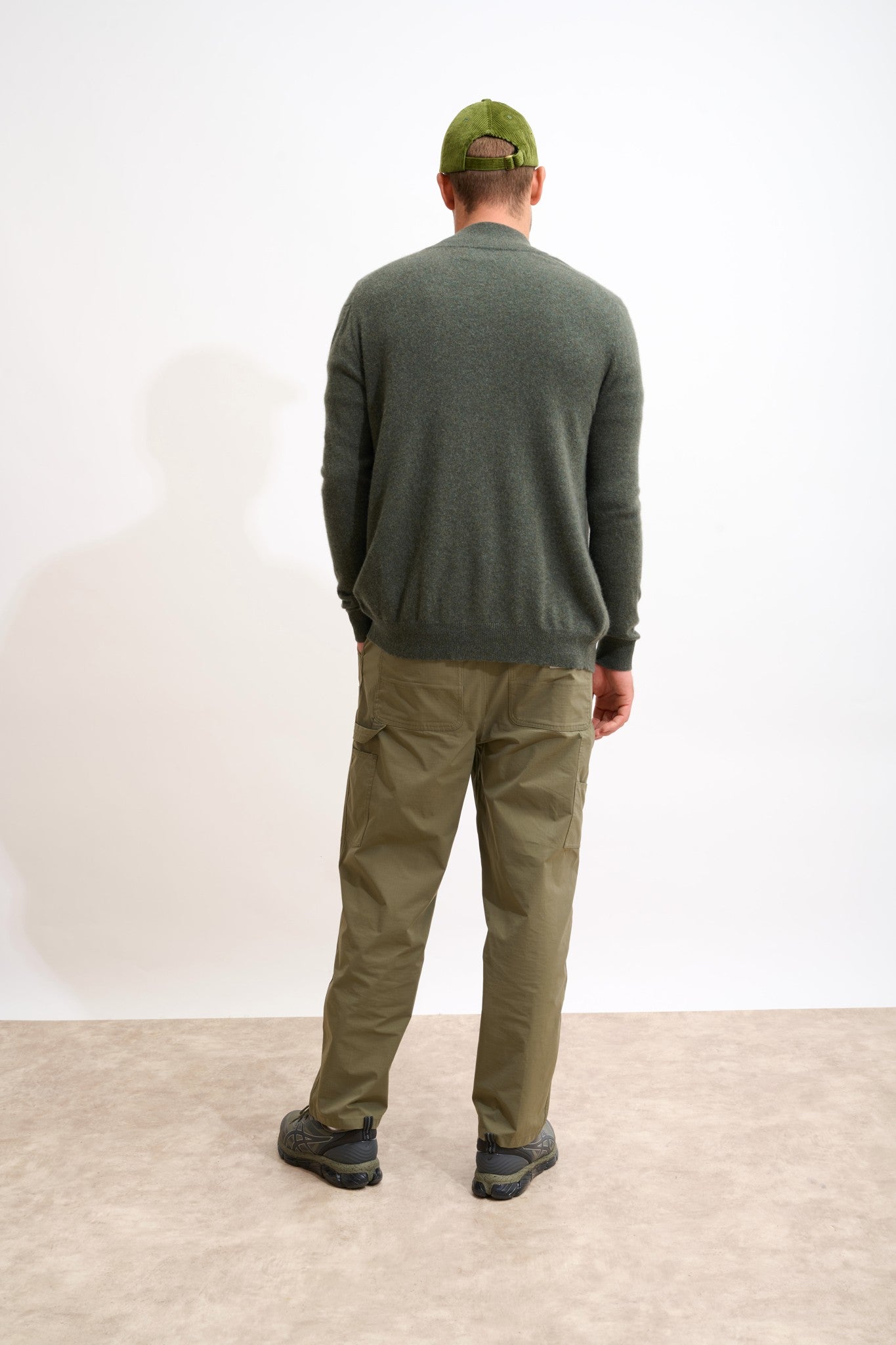 alan gilet zippé col montant kaki chiné 100% cachemire