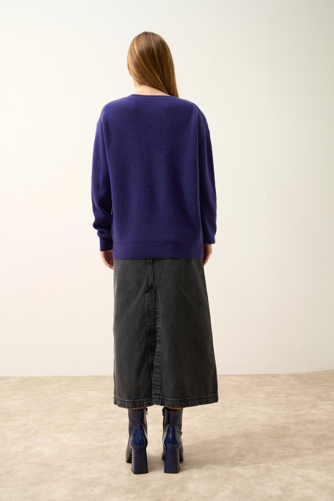 alenia pull col v purple 100% cachemire