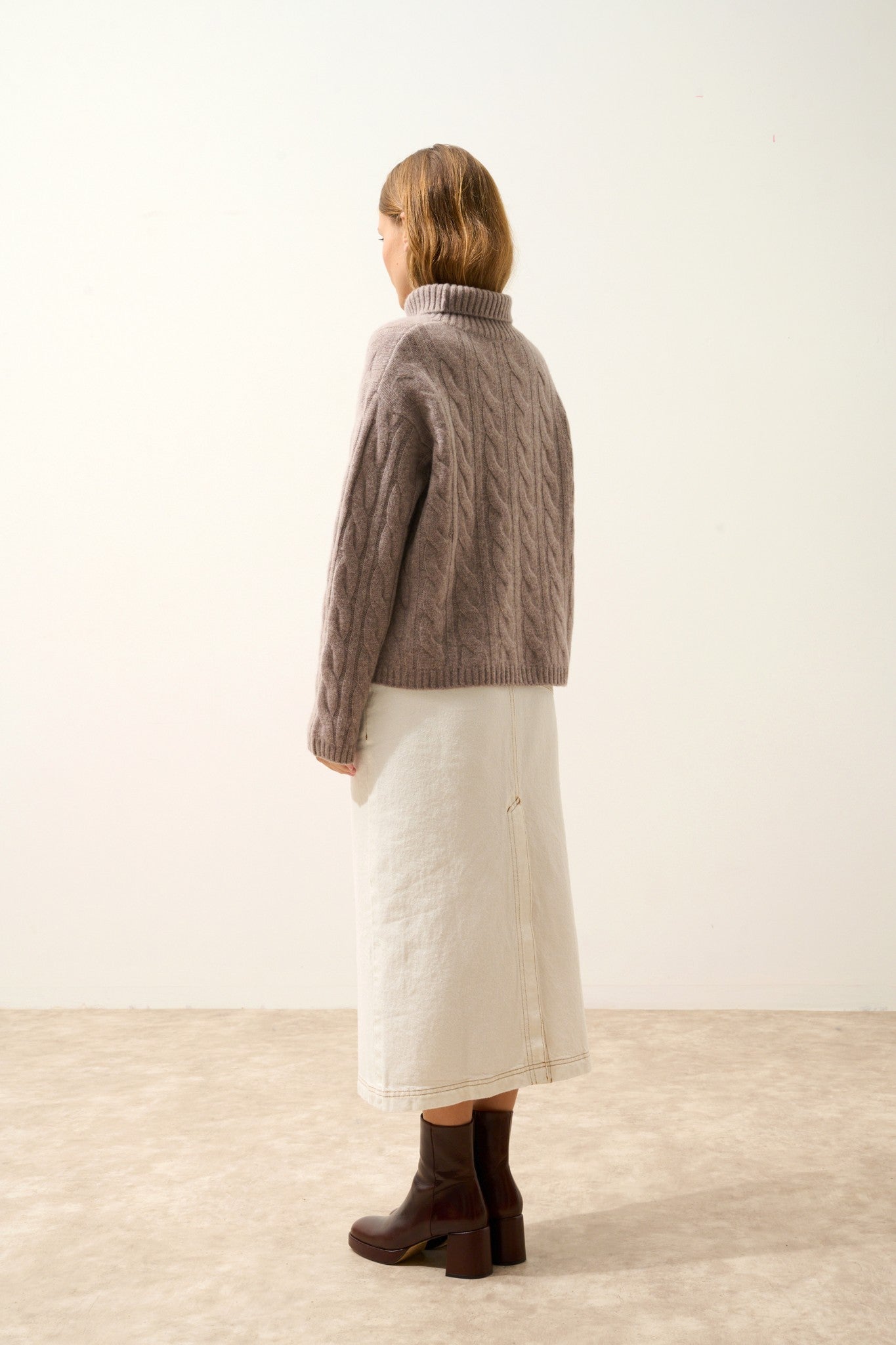 alessia pull col roulé 6 fils caribou chiné 100% cachemire