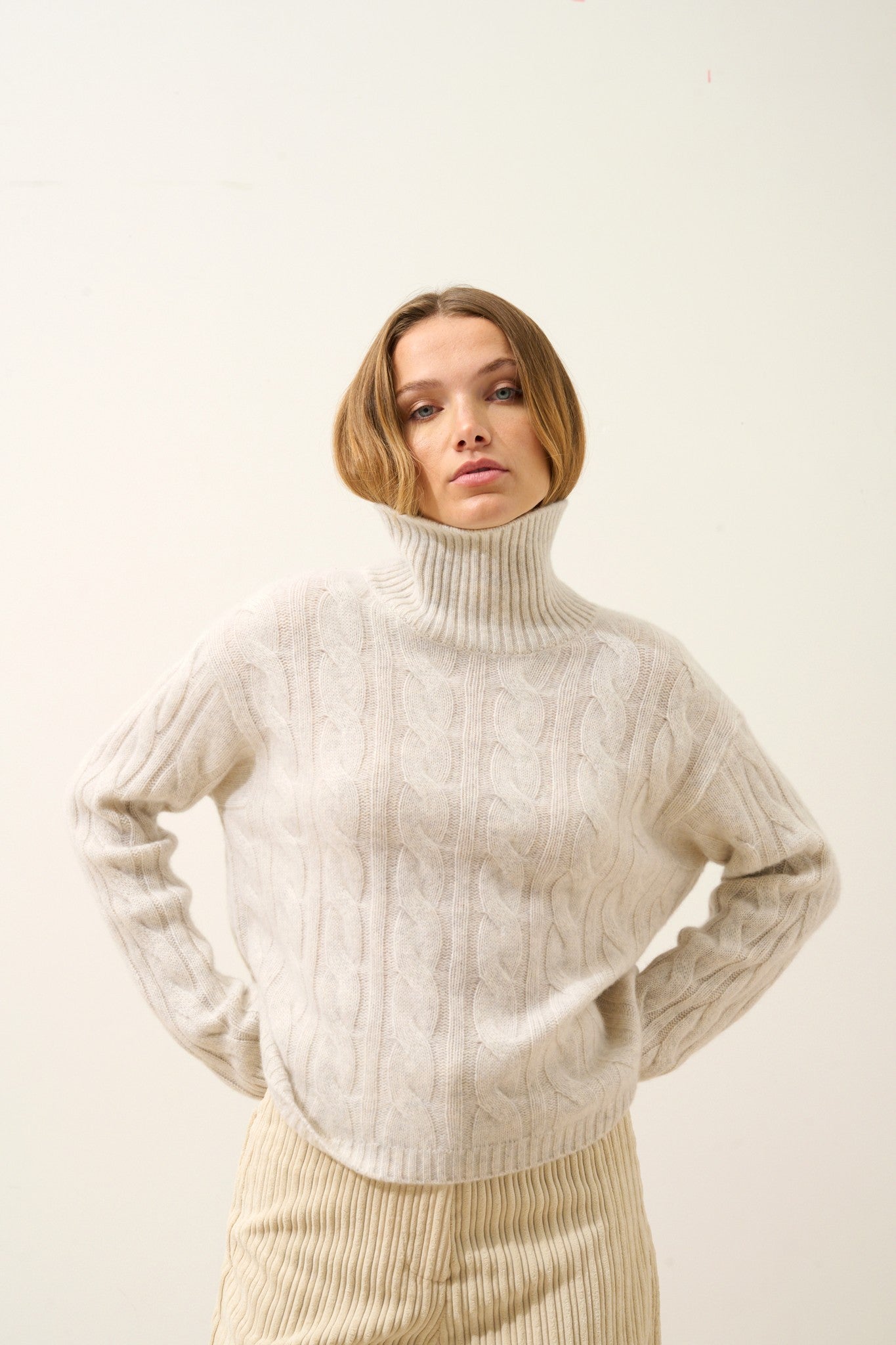 alessia pull col roulé 6 fils gris perle chiné 100% cachemire