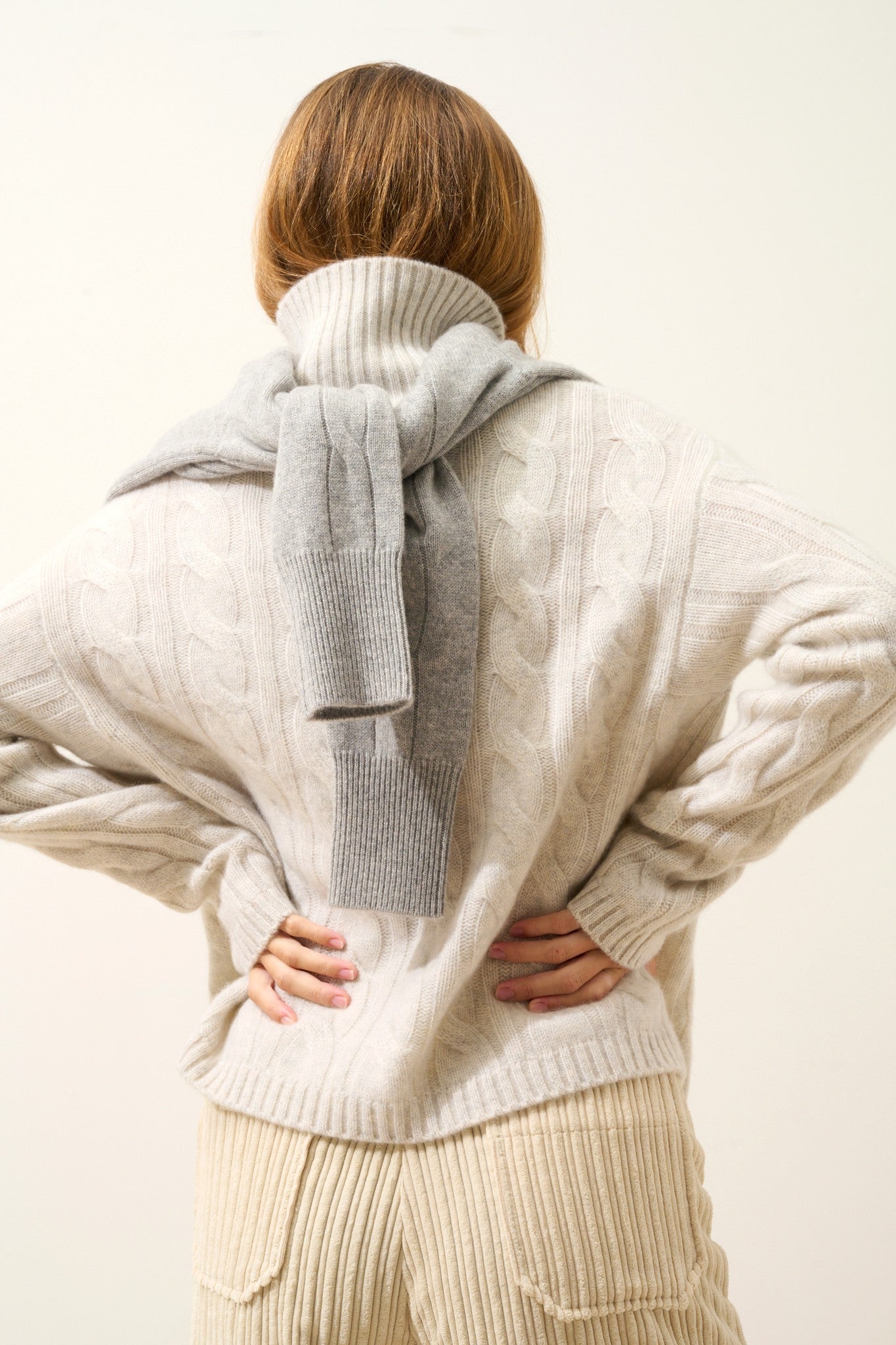 alessia pull col roulé 6 fils gris perle chiné 100% cachemire