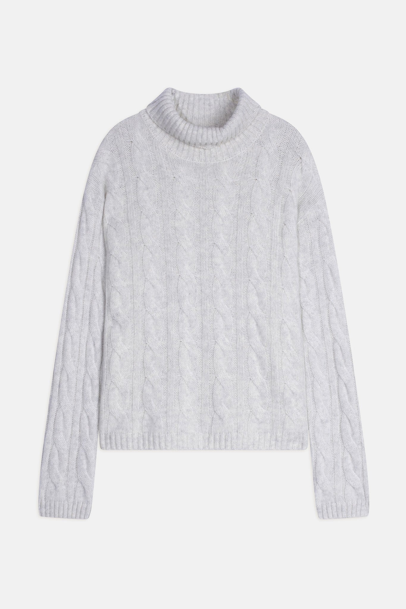 alessia pull col roulé 6 fils gris perle chiné