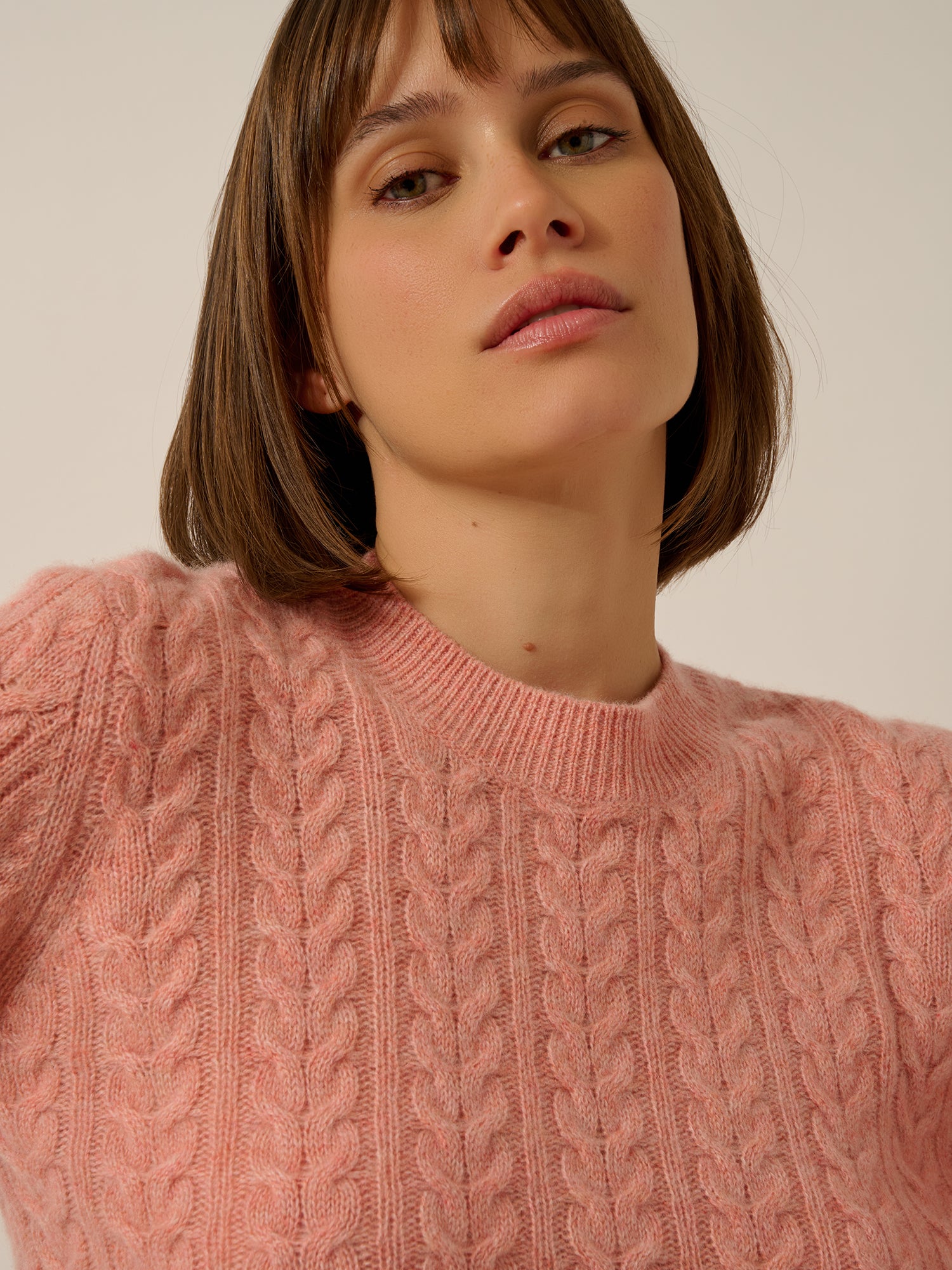 ALICE pull col rond 4 fils corail chiné