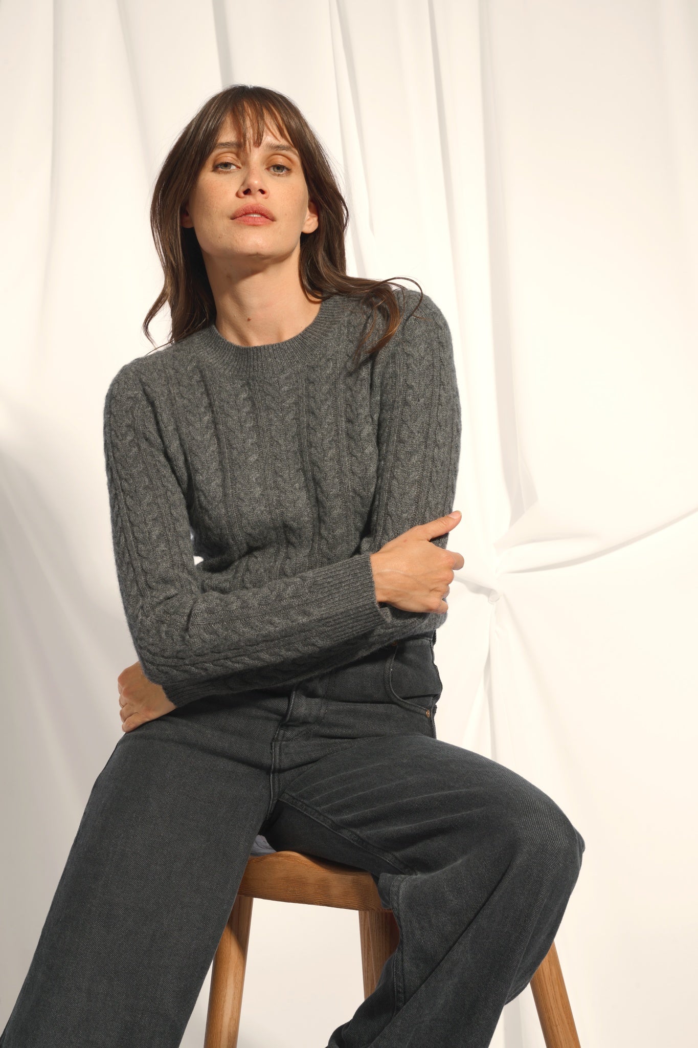ALICE round-neck sweater anthracite mottled