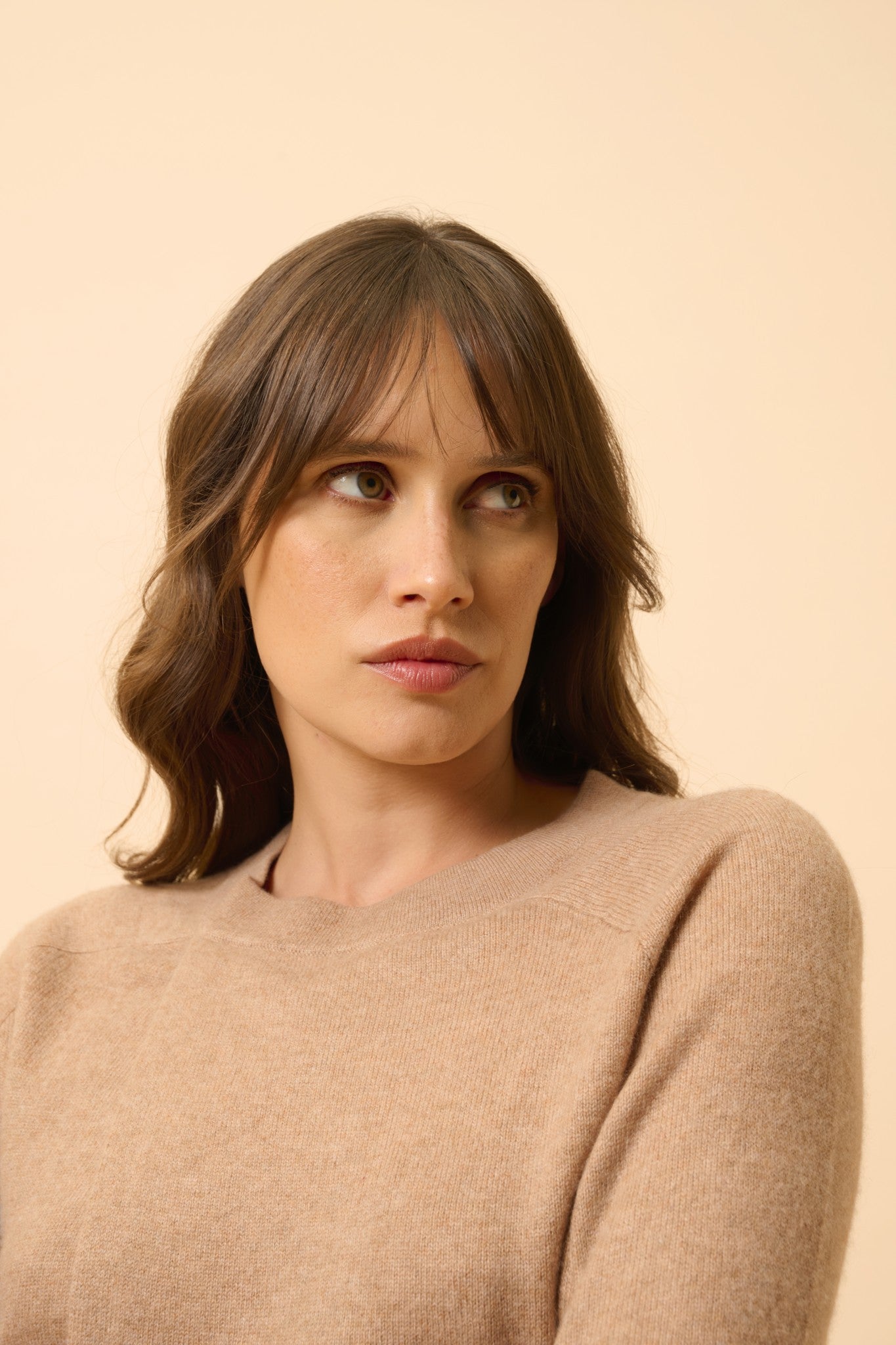 alloa cape col rond camel chiné