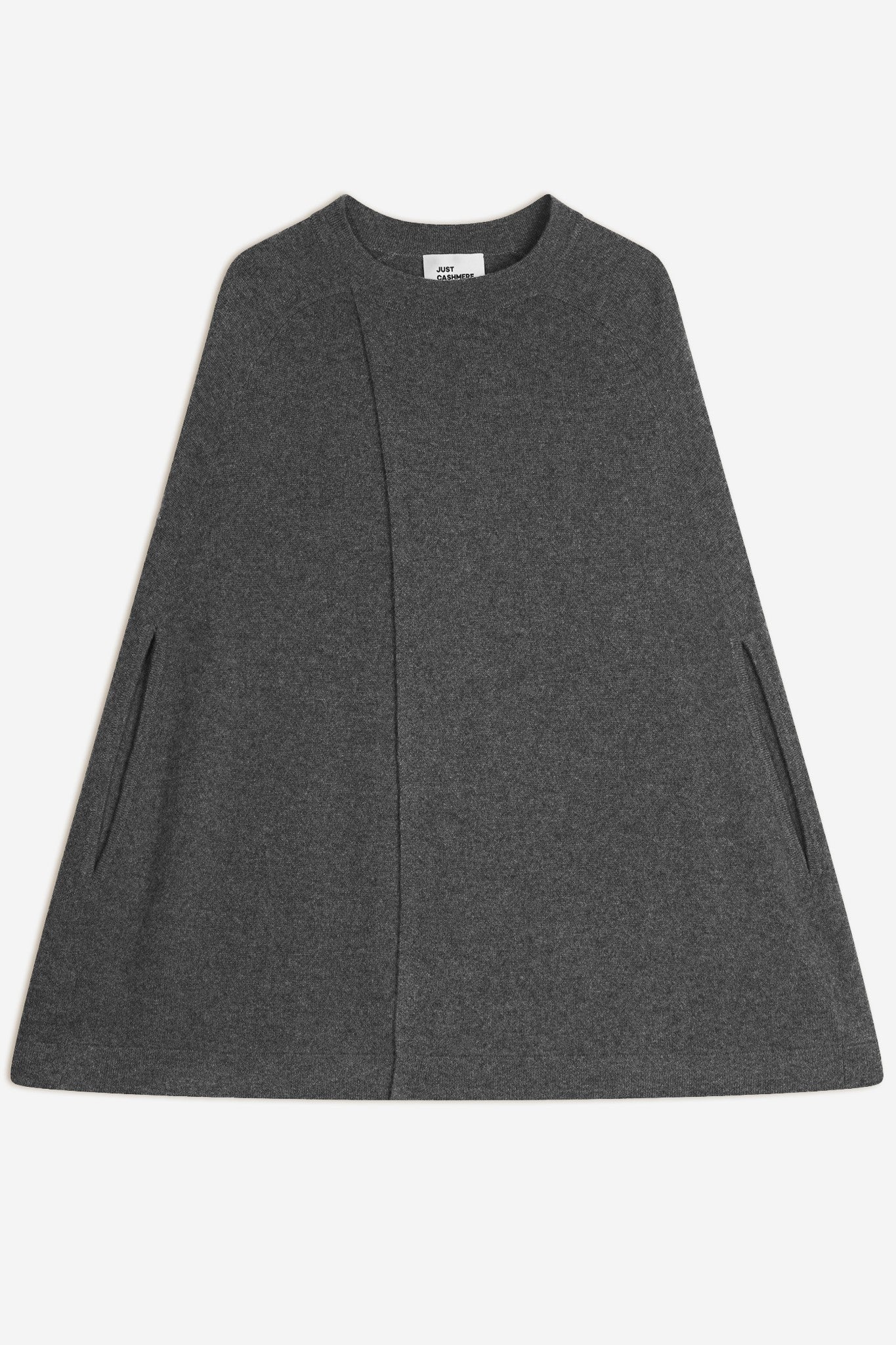 alloa cape ouverte col rond anthracite chiné 100% cachemire