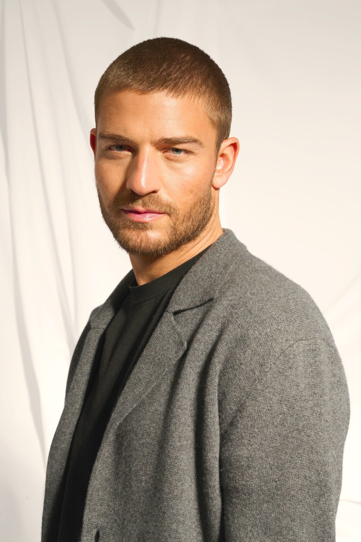 ALVAR veste col tailleur anthracite chiné