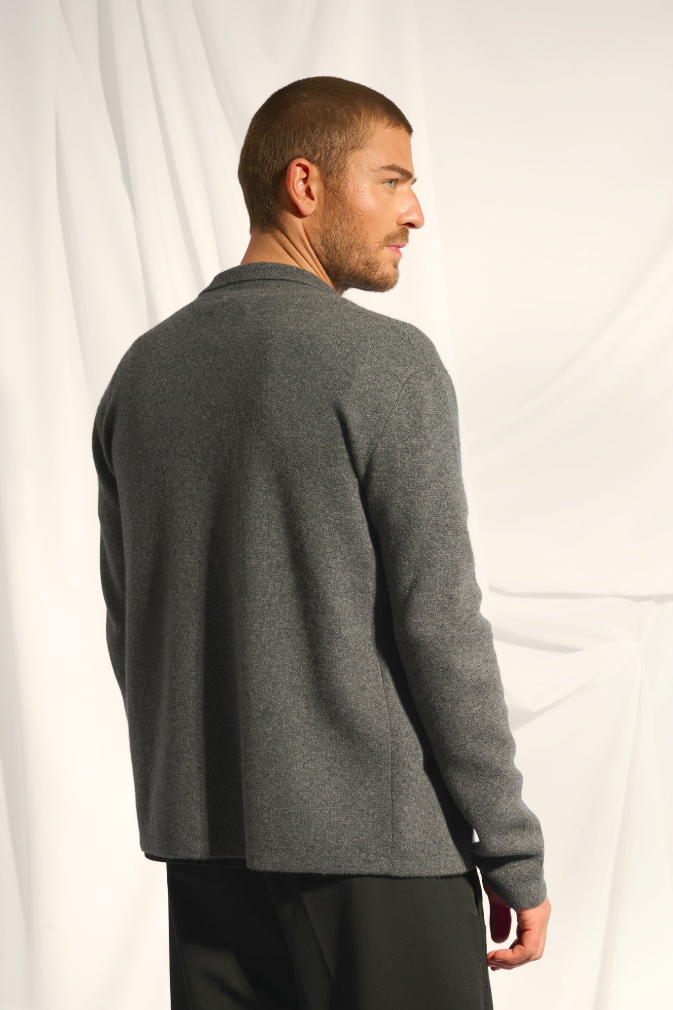 ALVAR veste col tailleur anthracite chiné