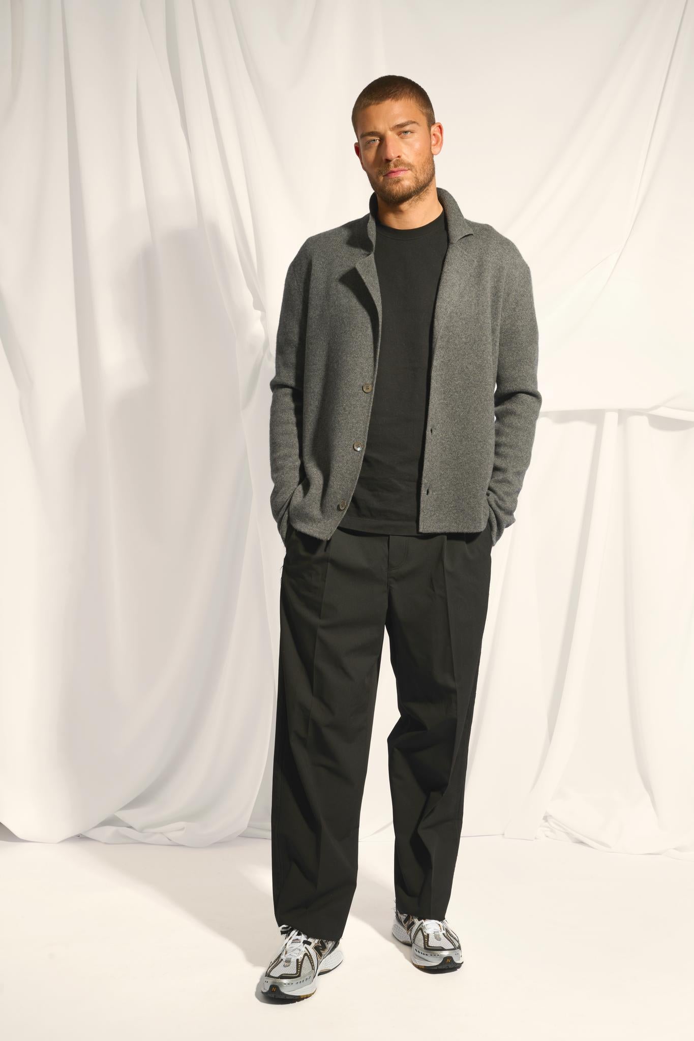 ALVAR veste col tailleur anthracite chiné