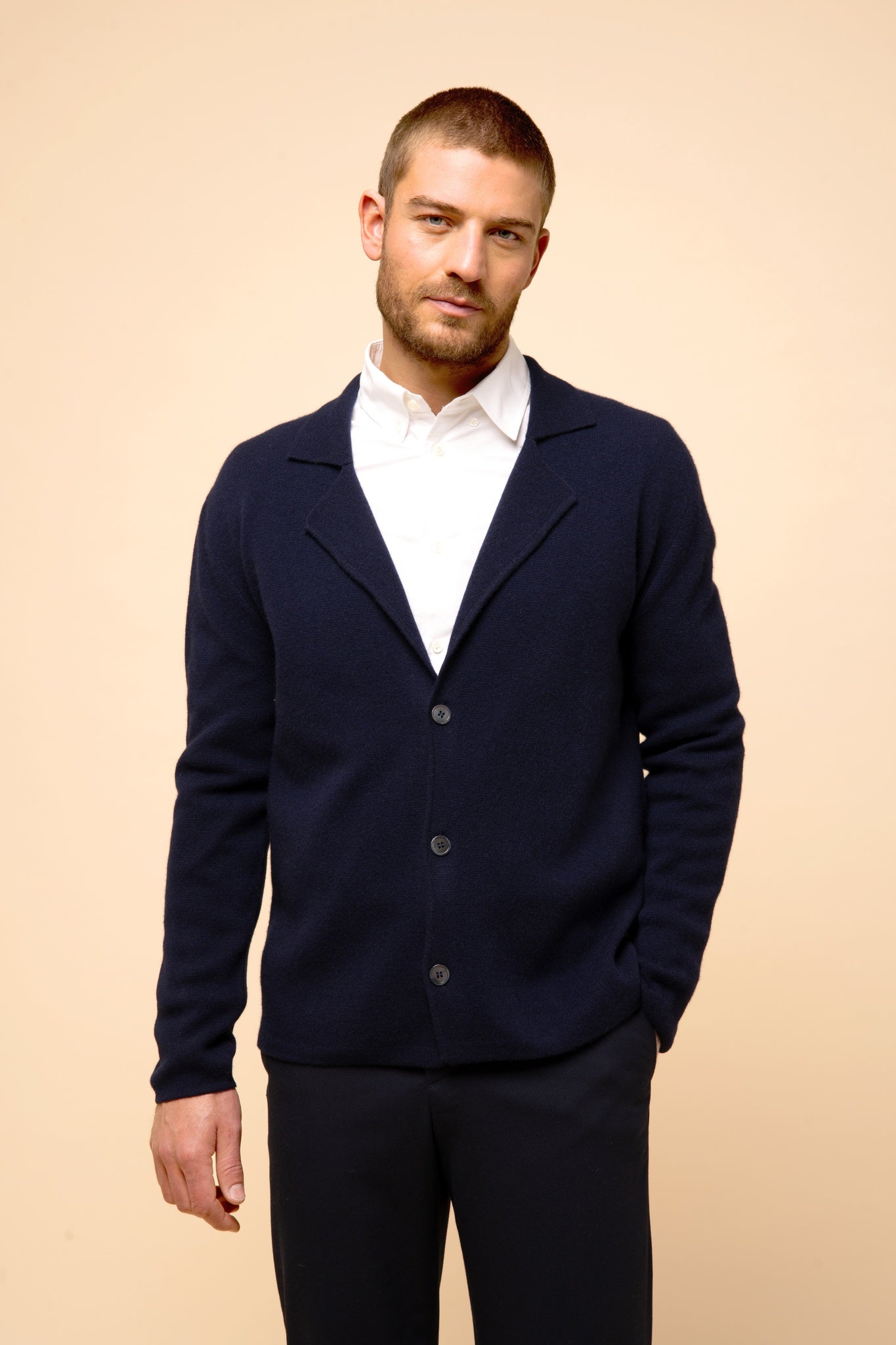 ALVAR veste col tailleur navy