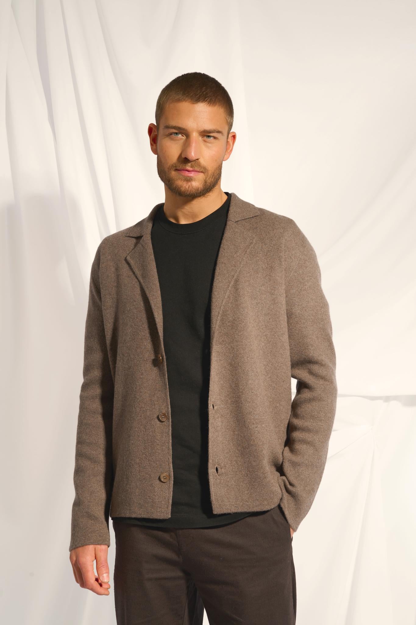 ALVAR veste col tailleur taupe chiné