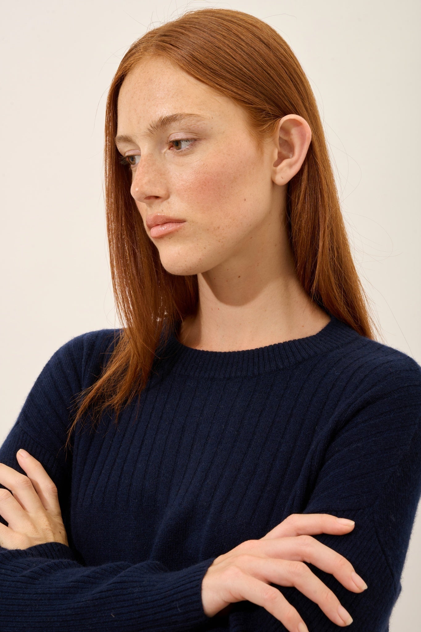 ALVERIS pull col rond navy