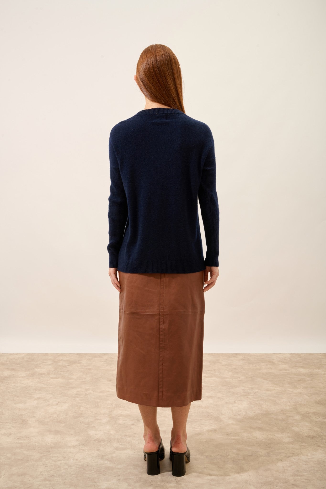 alveris pull col rond navy 100% cachemire