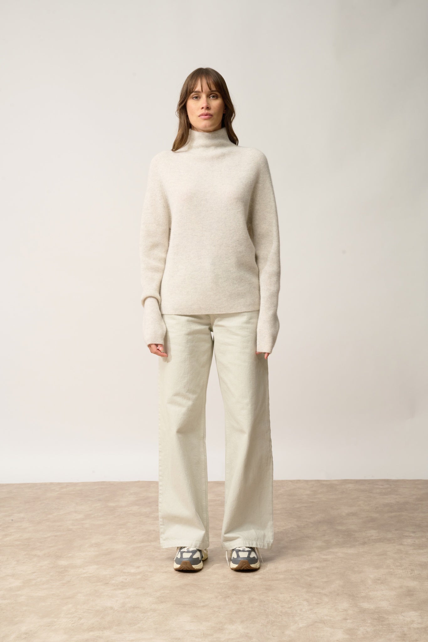 ALYSSA high-neck sweater pearl grey mottled