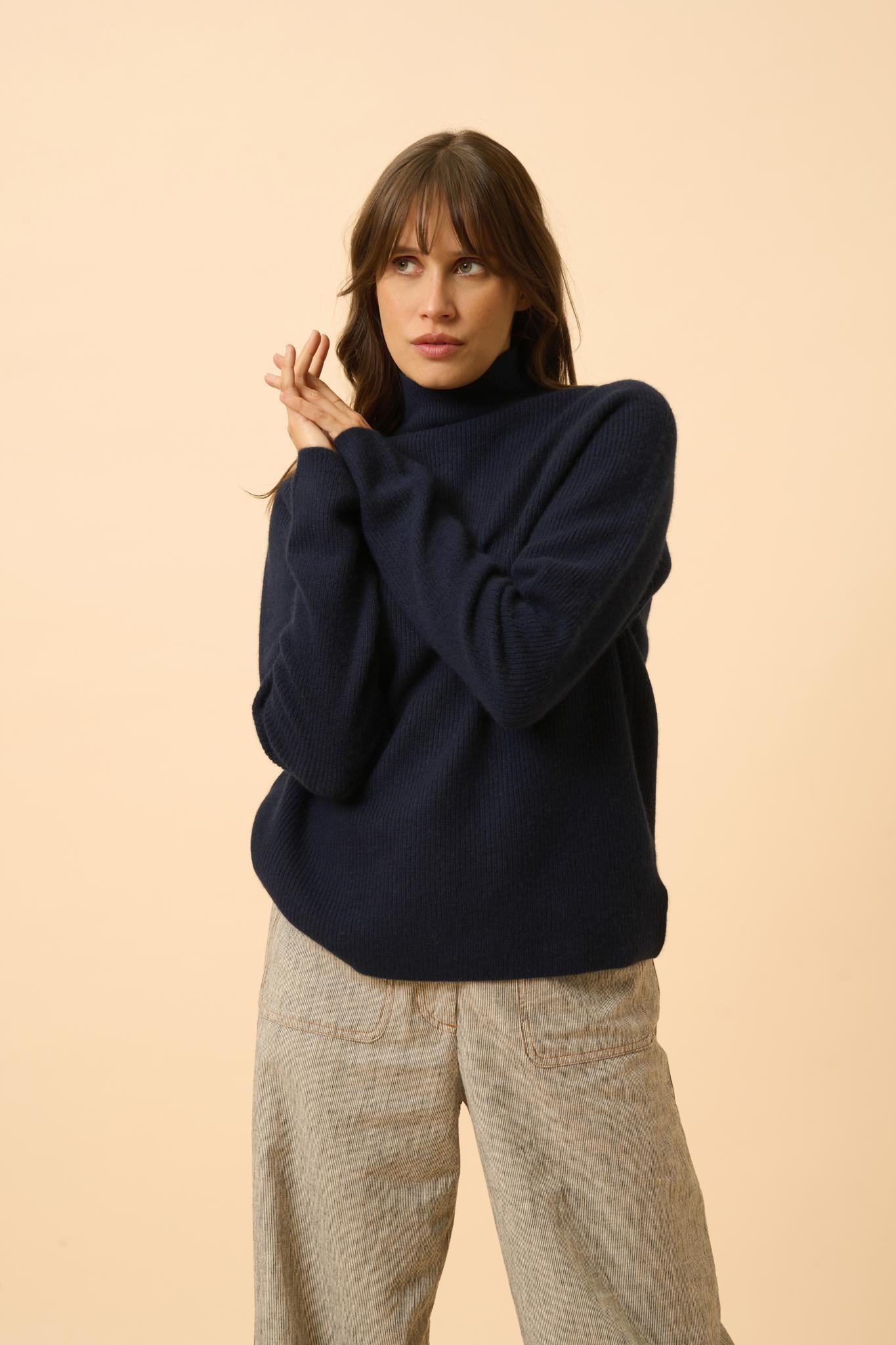 ALYSSA pull col montant navy