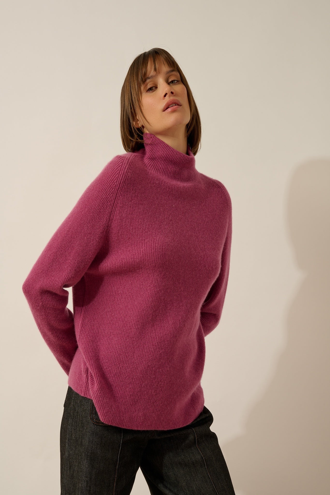 ALYSSA pull col montant orchidée