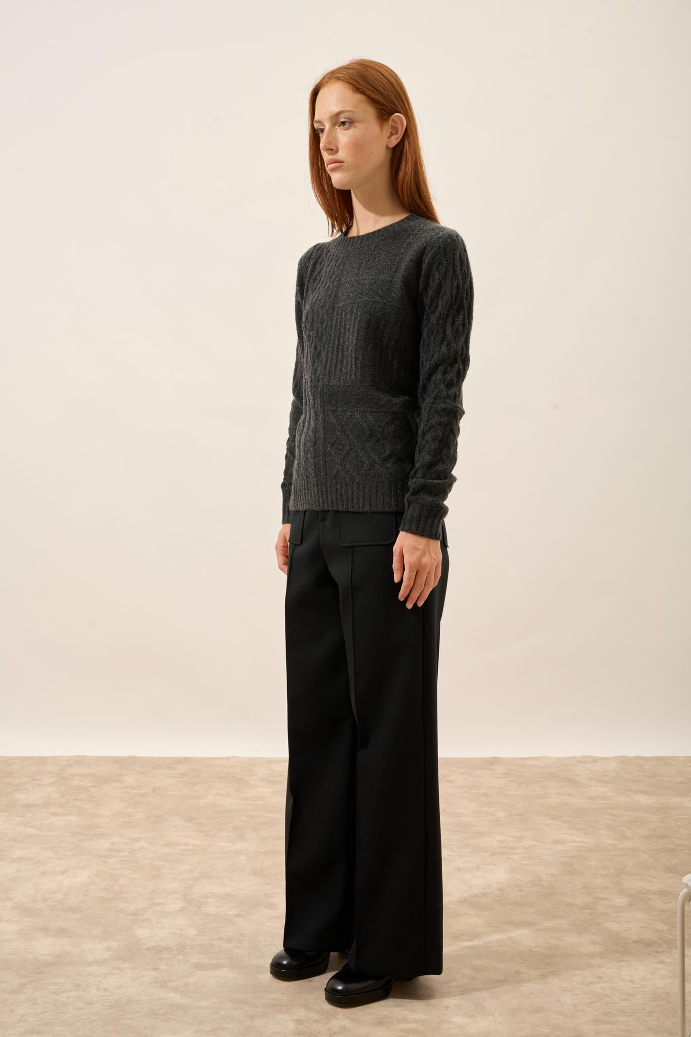 AMALA pull col rond carbone chiné