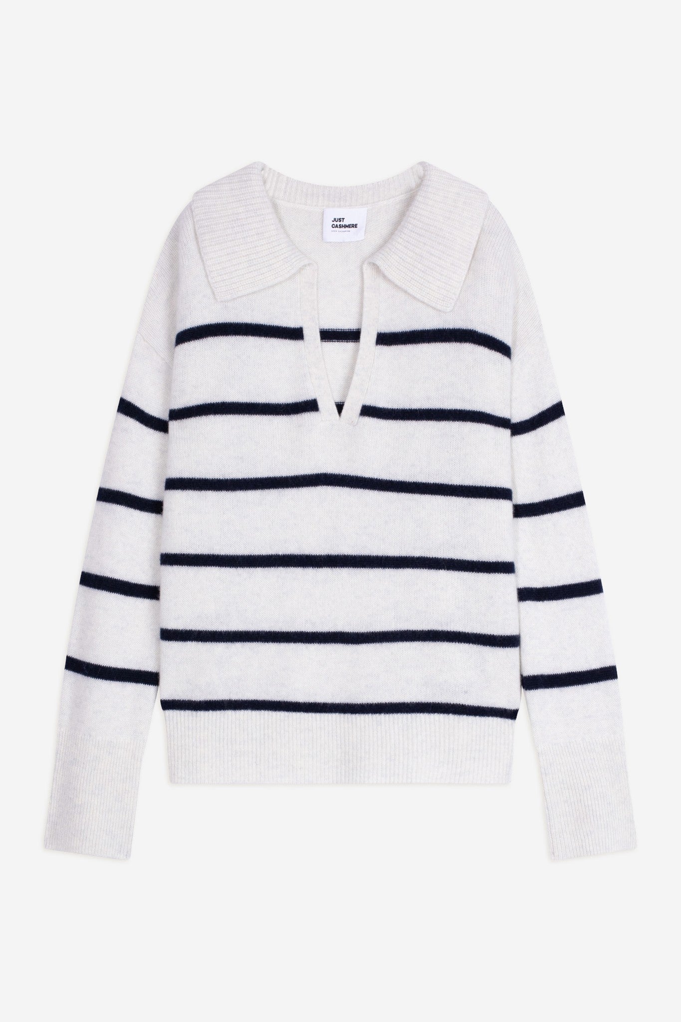 amarisse polo col v croisé 4 fils bi-color navy/blanc chiné