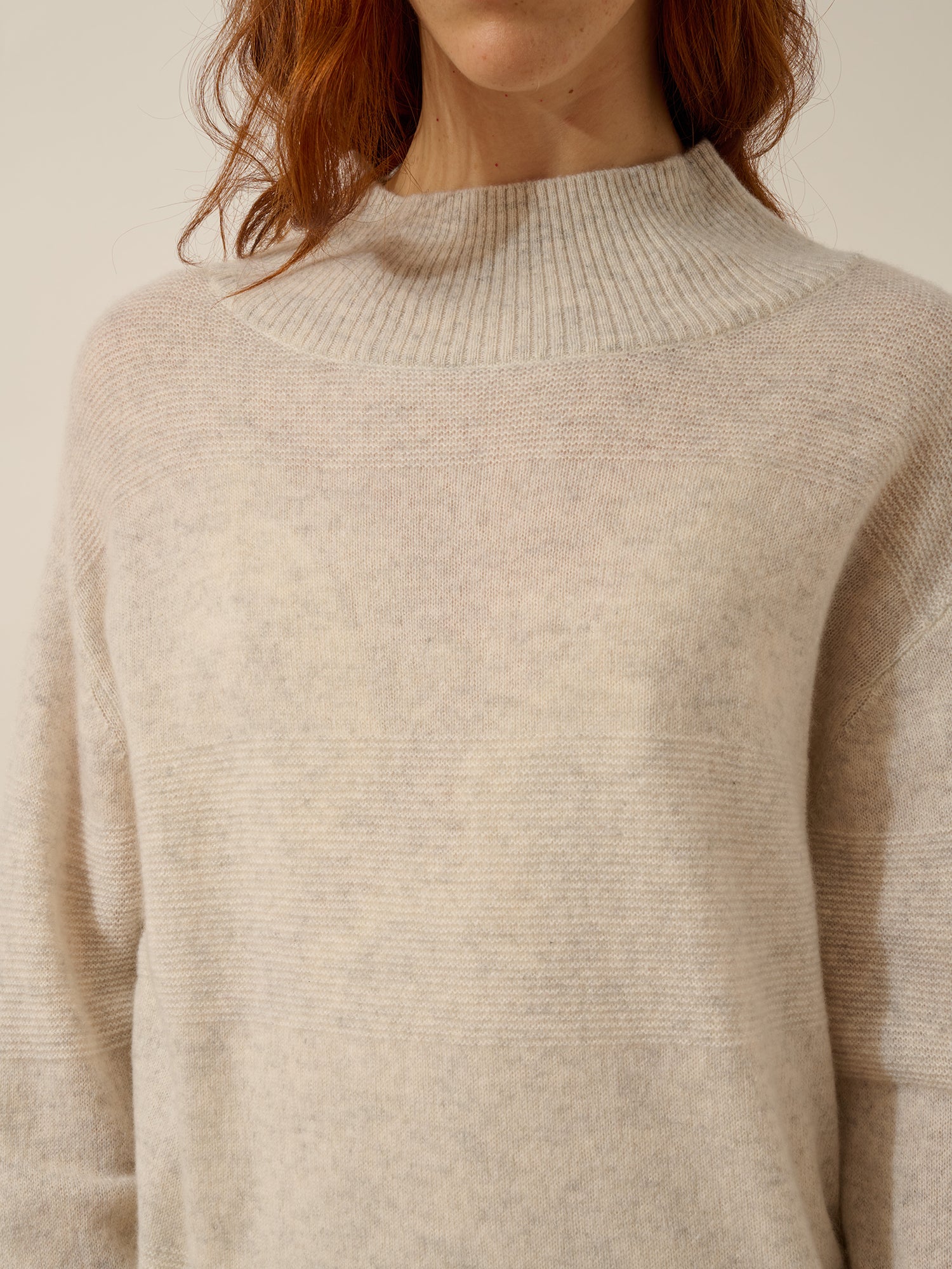 AMBER pull col montant bi-color gris perle chiné