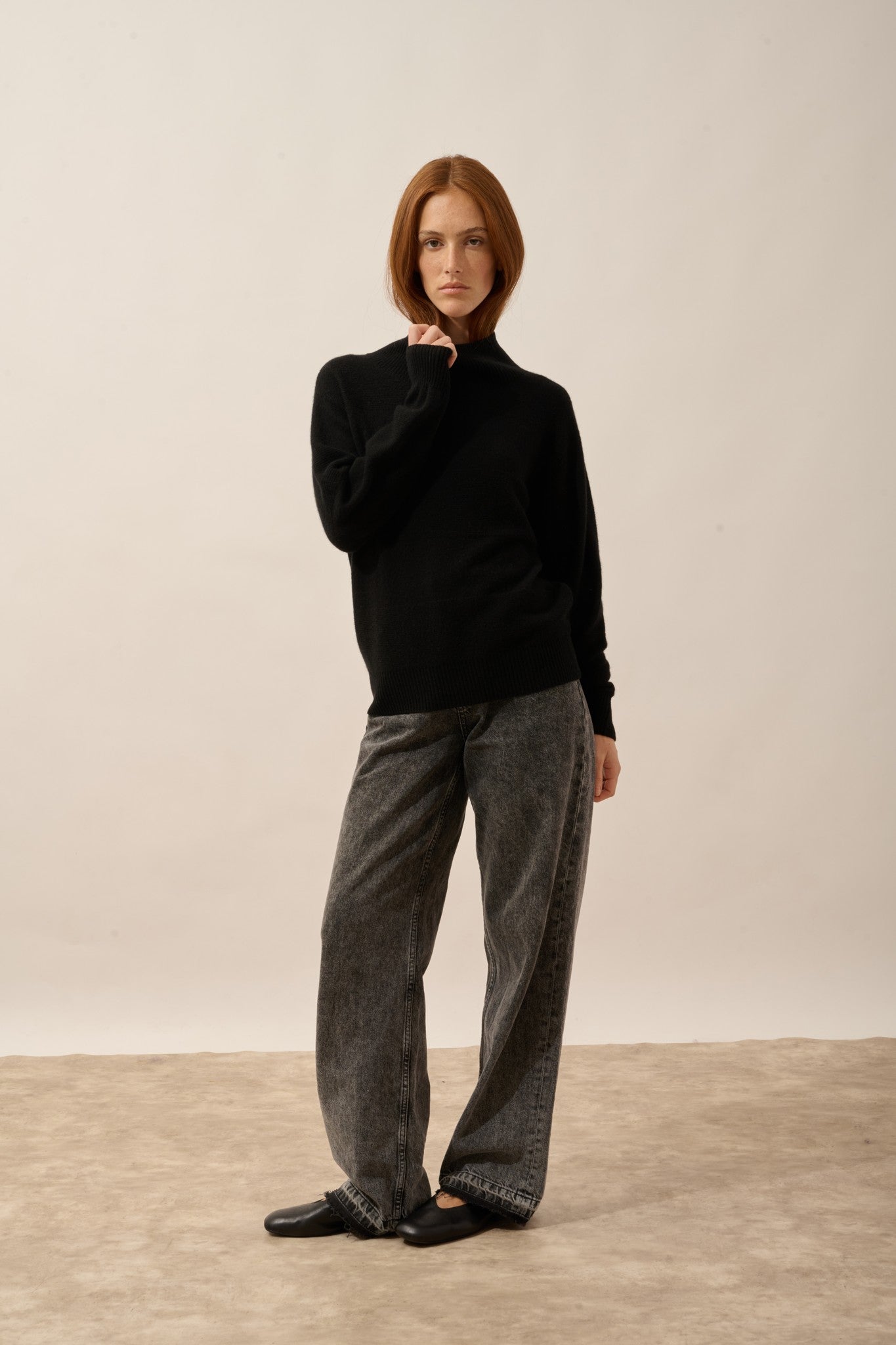 amber pull col montant bi-color noir