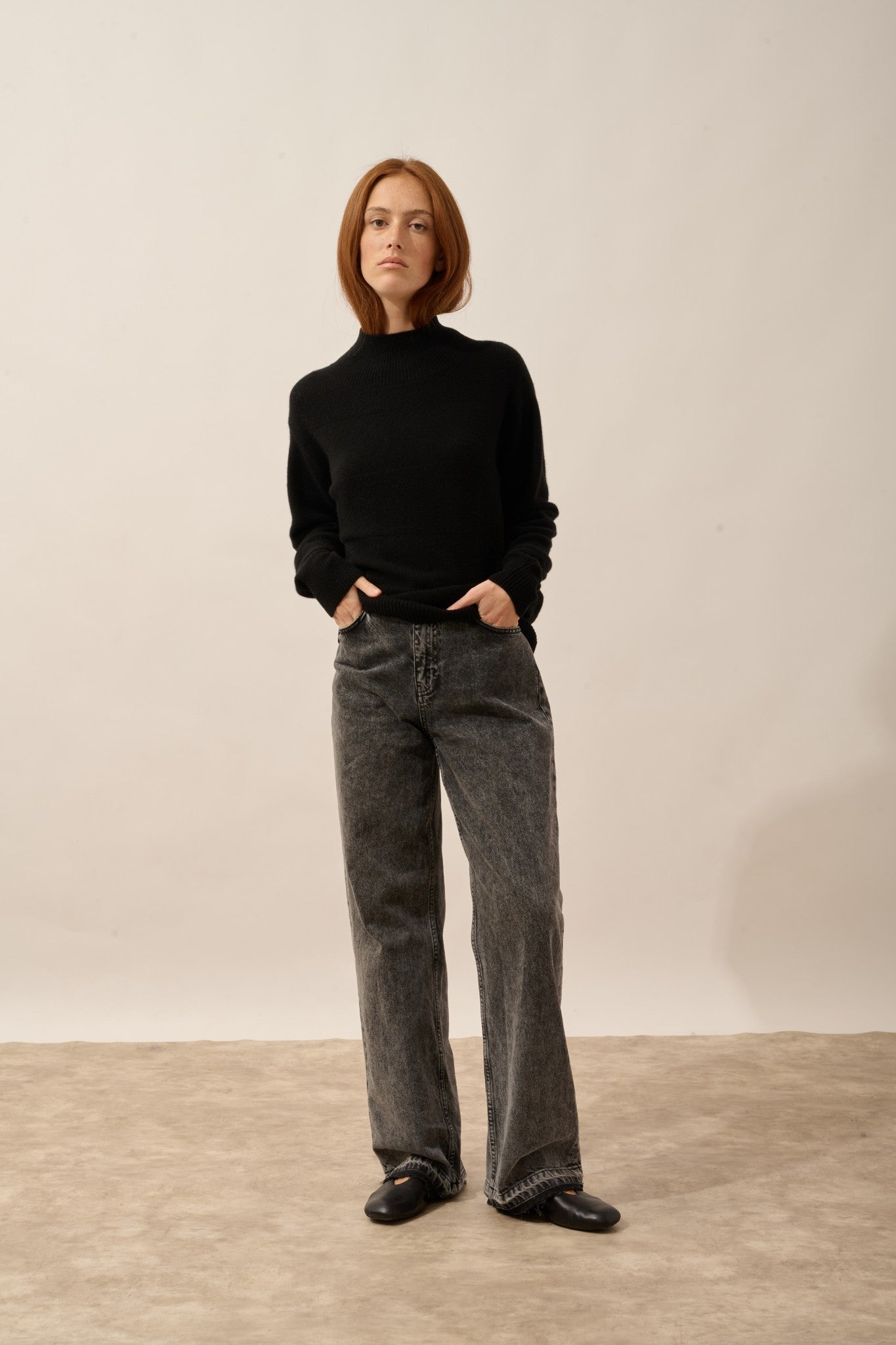 amber pull col montant bi-color noir