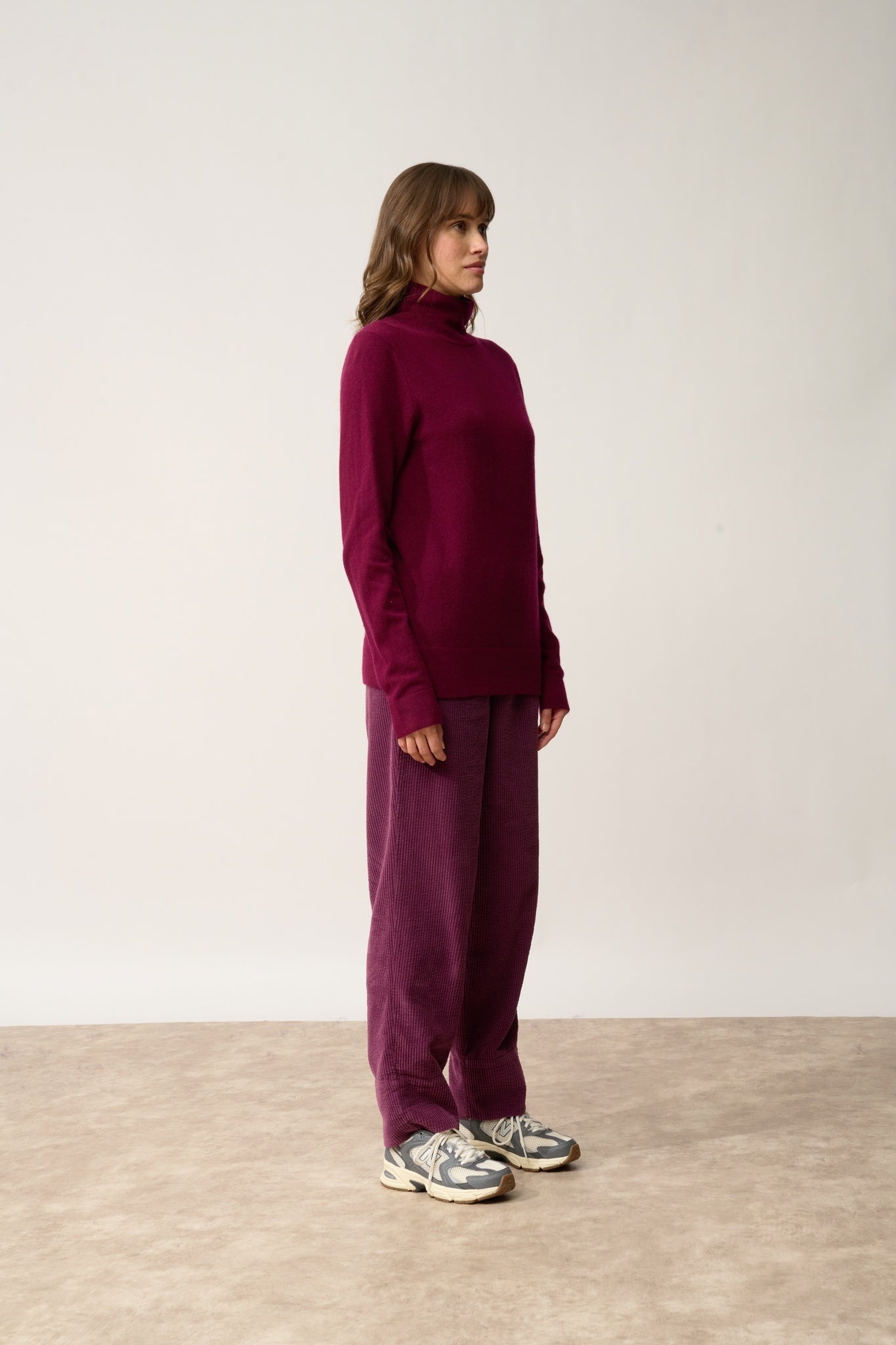 AMBRE pull col montant bordeaux