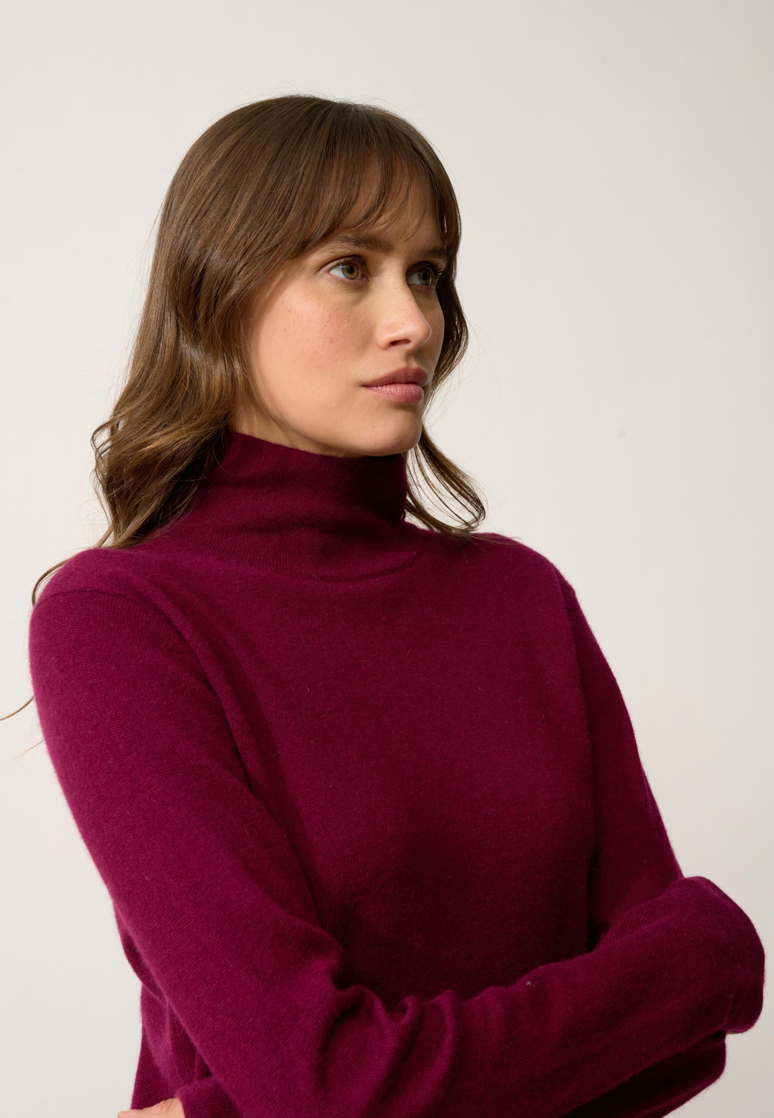 AMBRE pull col montant bordeaux