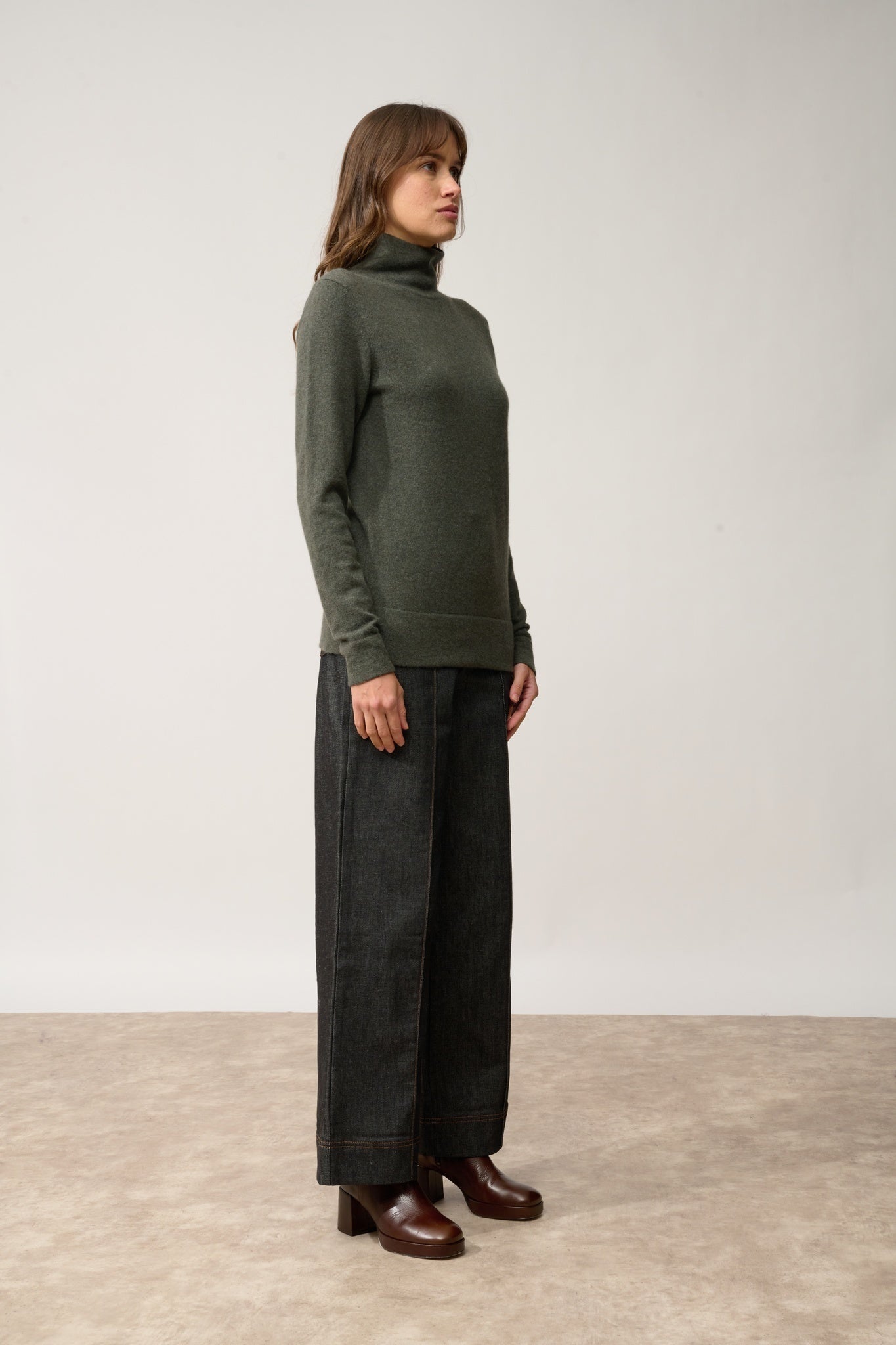 AMBRE high neck sweater khaki mottled