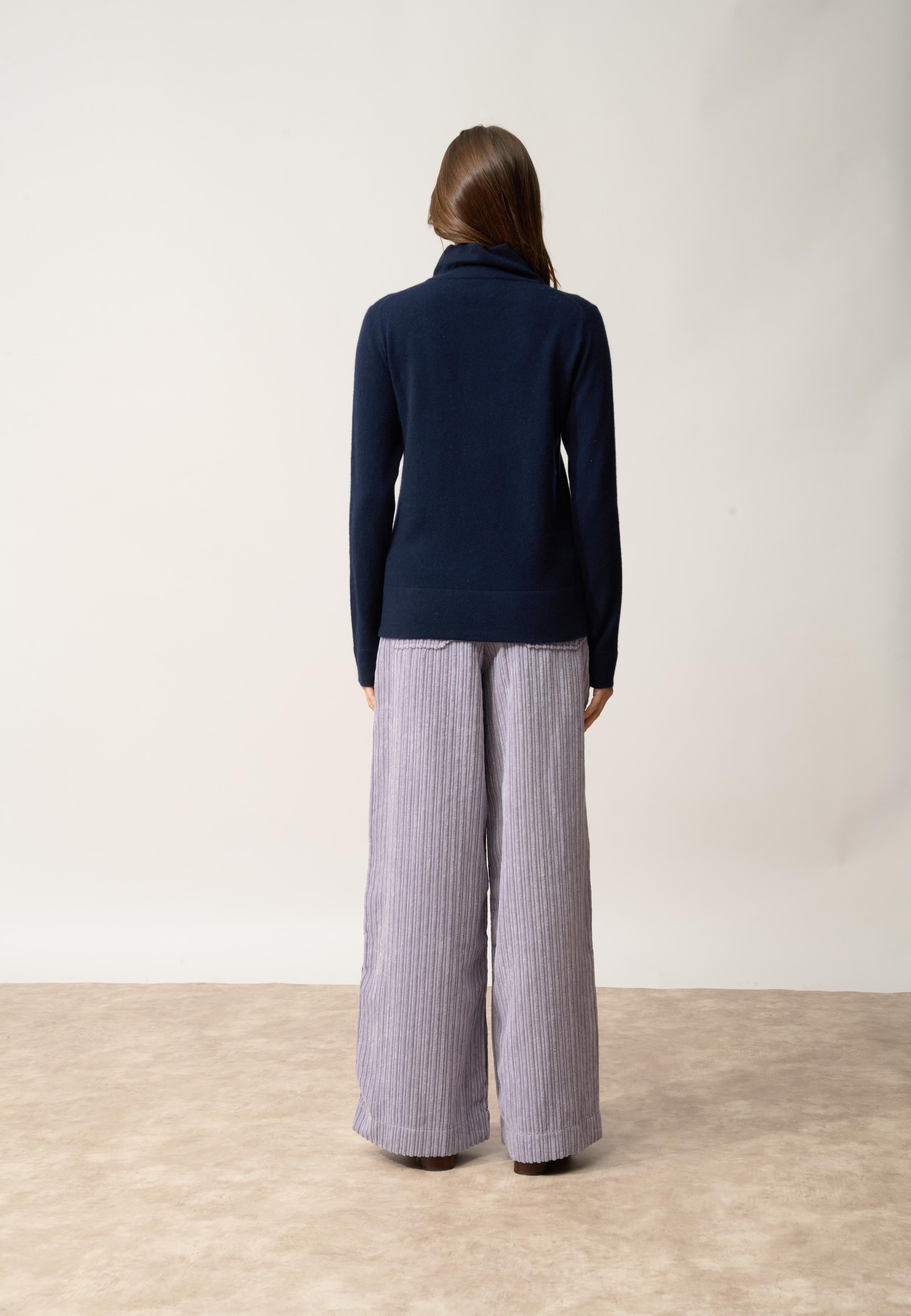 AMBRE pull col montant navy