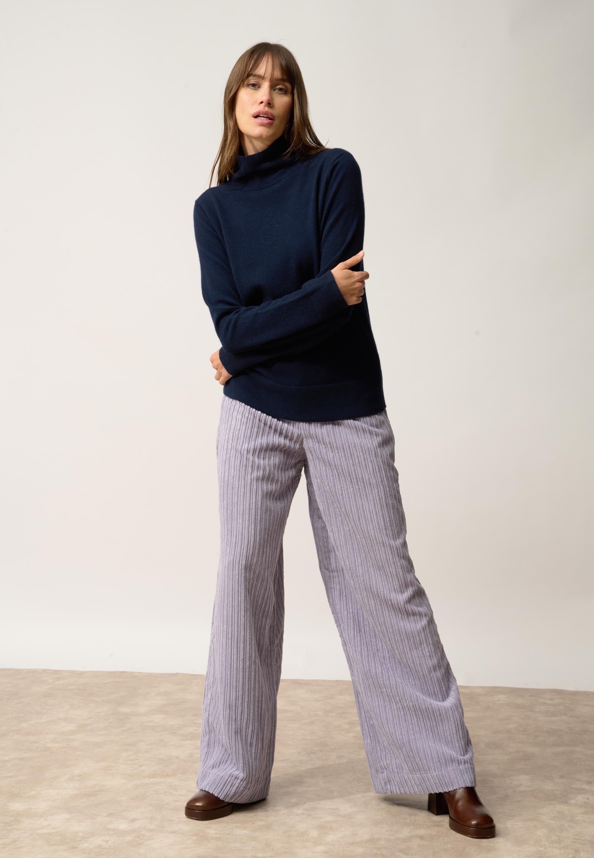 AMBRE pull col montant navy