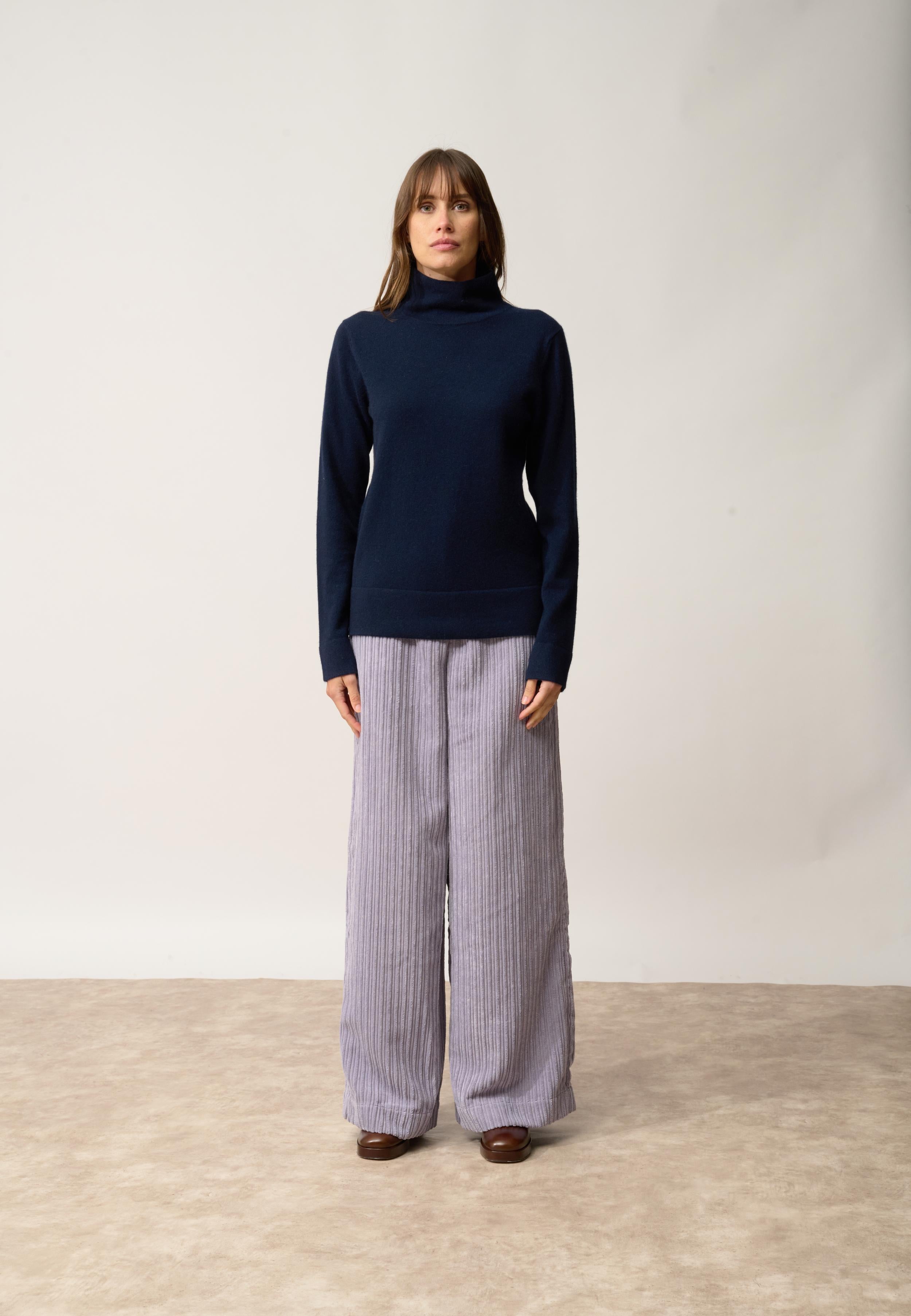 AMBRE pull col montant navy