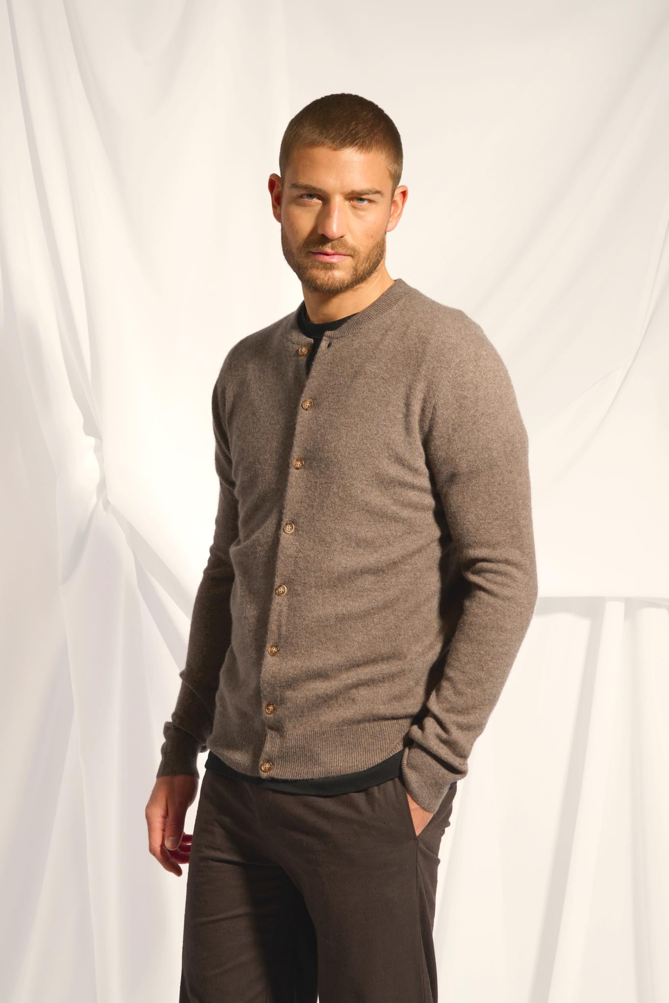 ANAIS cardigan col rond taupe chiné