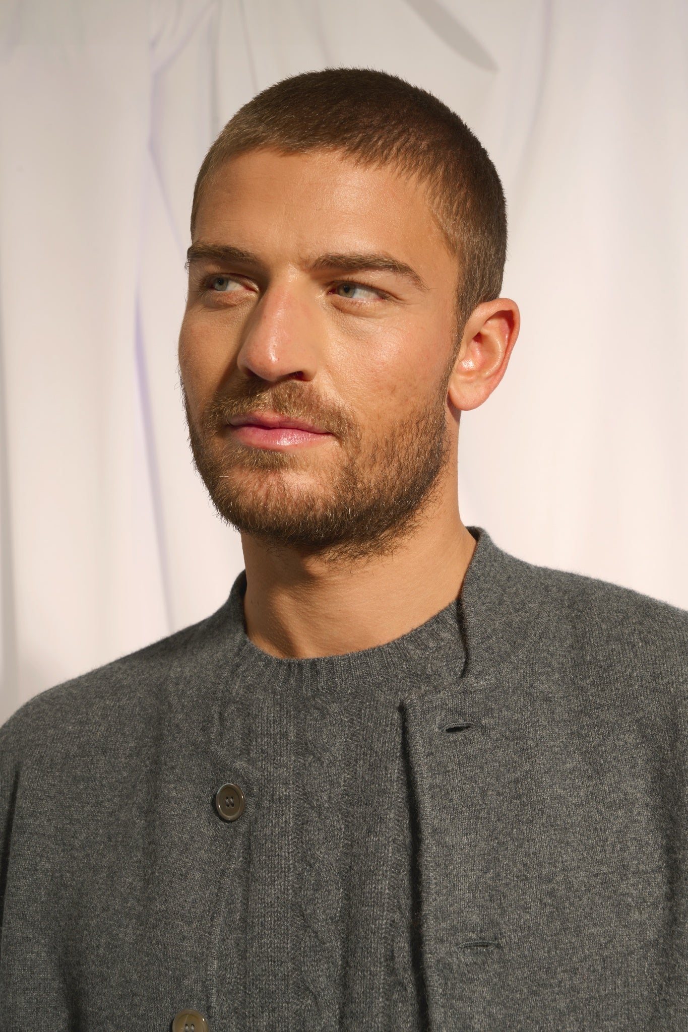 ANNA veste col mao anthracite chiné