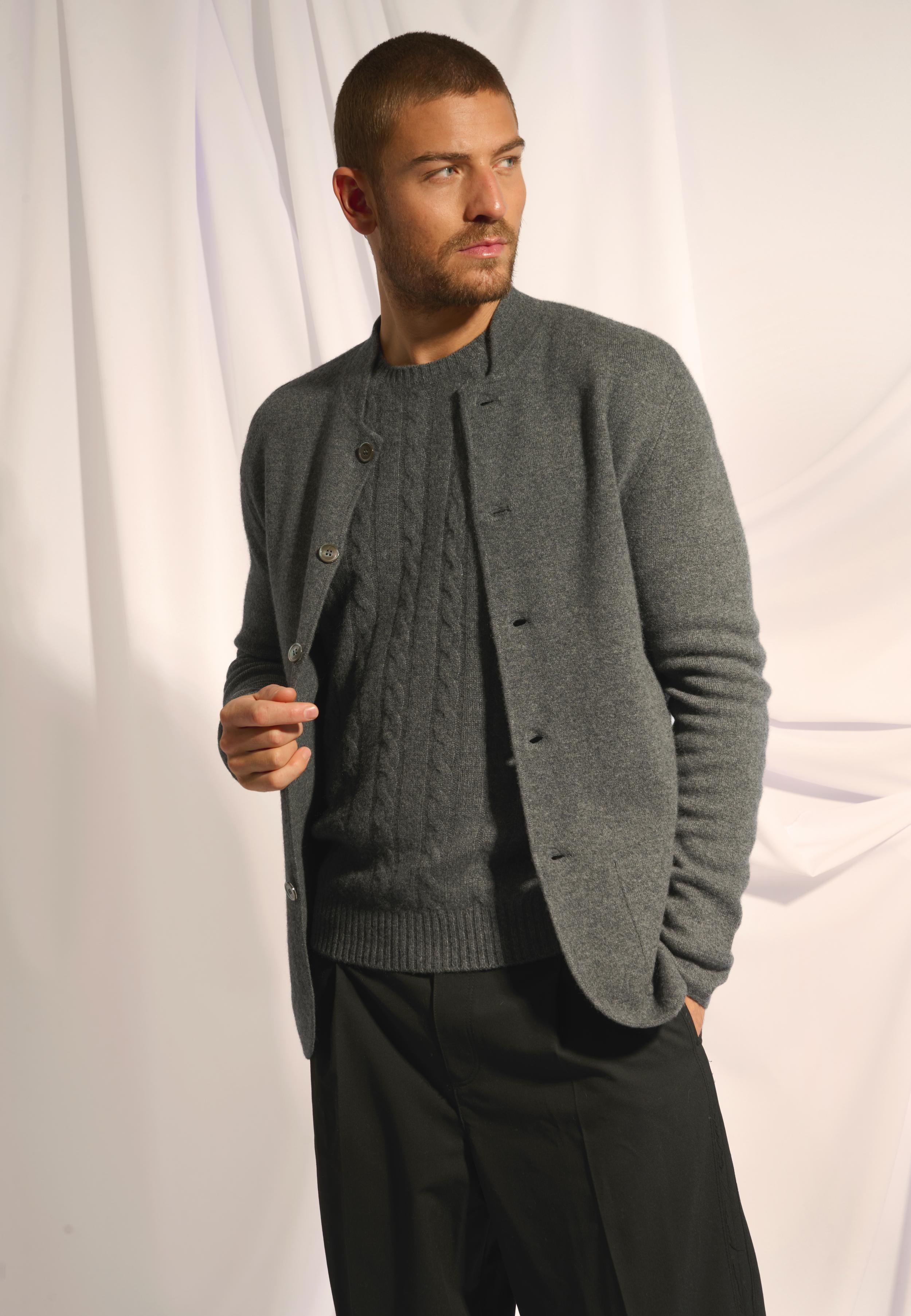 ANNA anthracite mottled collar jacket