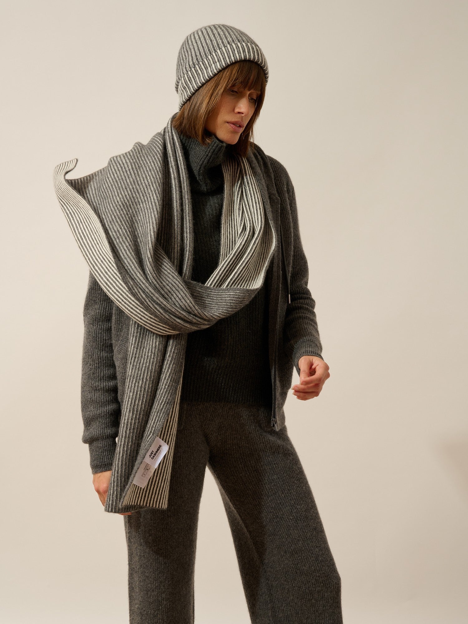 antonio écharpe 4 fils anthracite chiné_ivoire