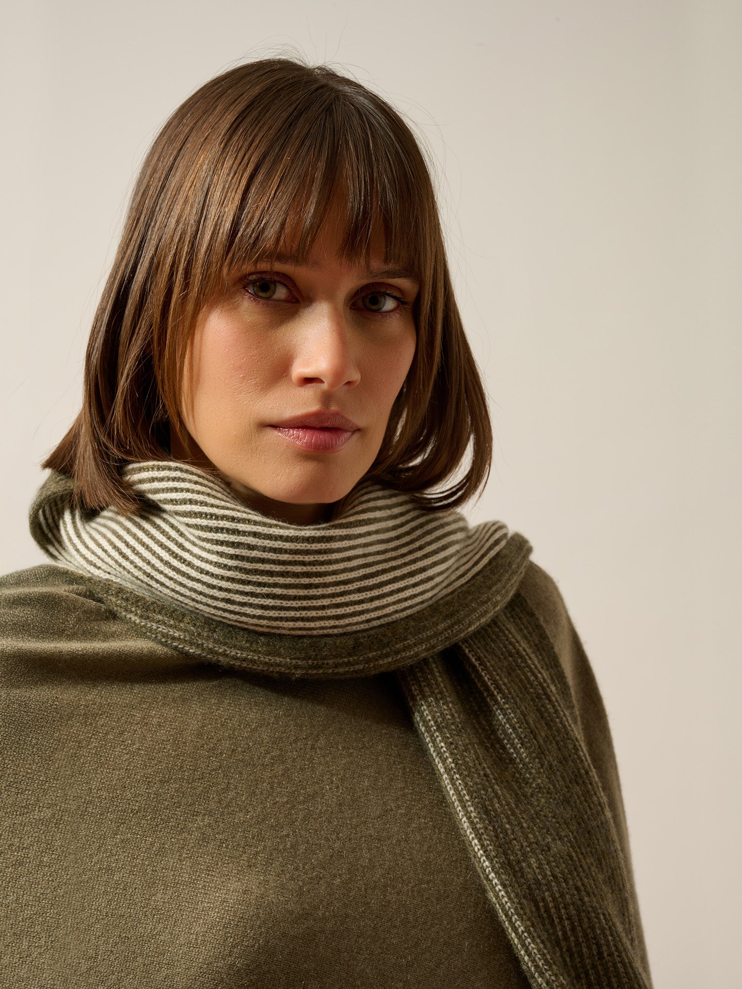 ANTONIO écharpe 4 fils army chiné_ivoire