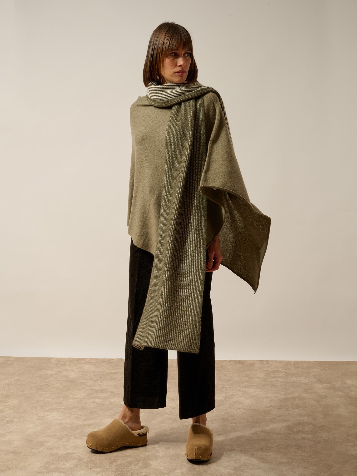 antonio écharpe 4 fils army chiné_ivoire