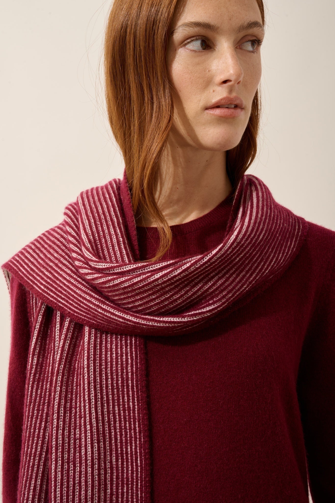 ANTONIO écharpe 4 fils bordeaux_ivoire