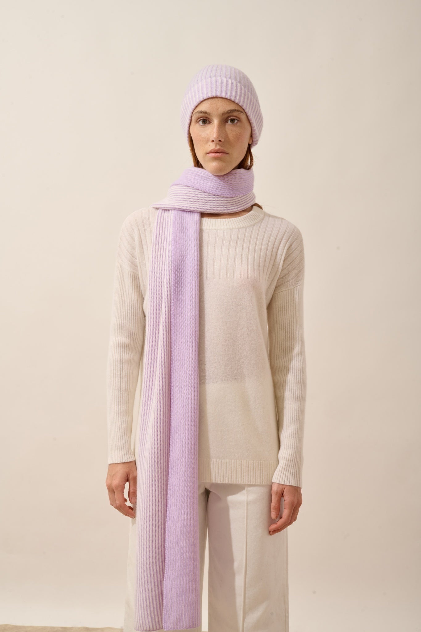 ANTONIO écharpe 4 fils mauve_neige