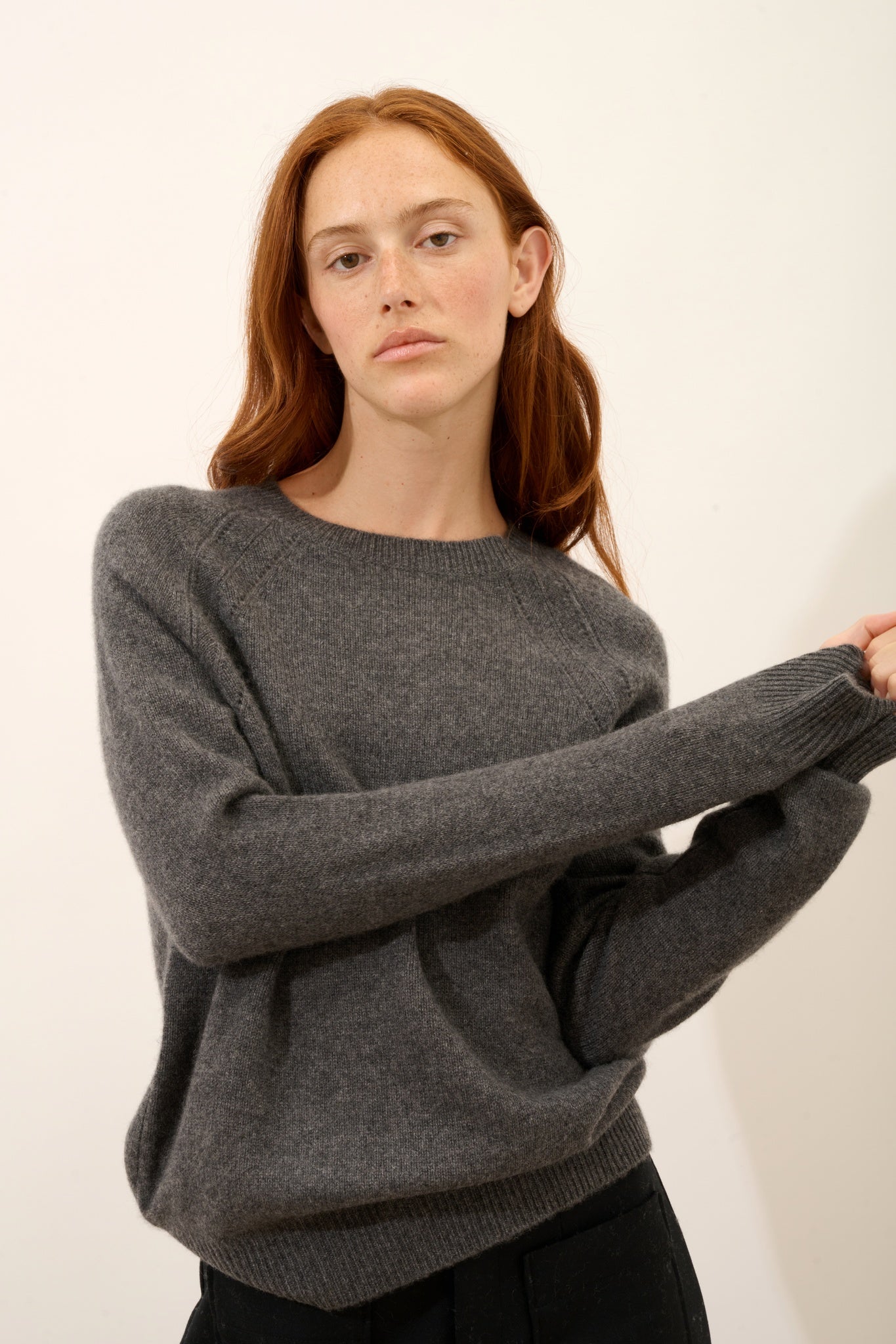 AREQUIPA pull col rond anthracite chiné