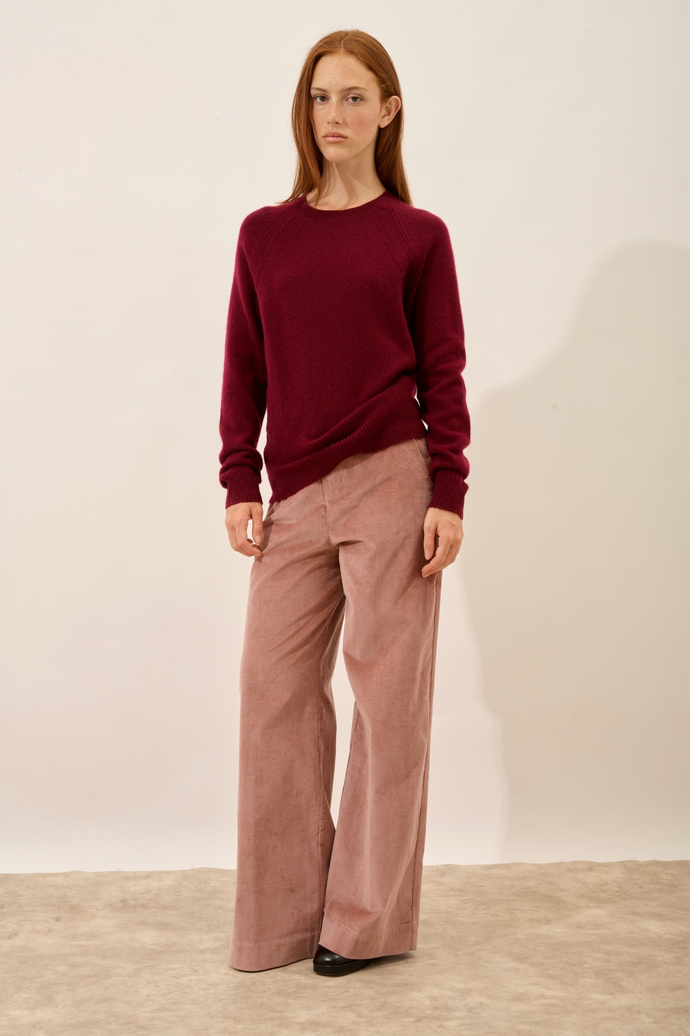 AREQUIPA pull col rond bordeaux