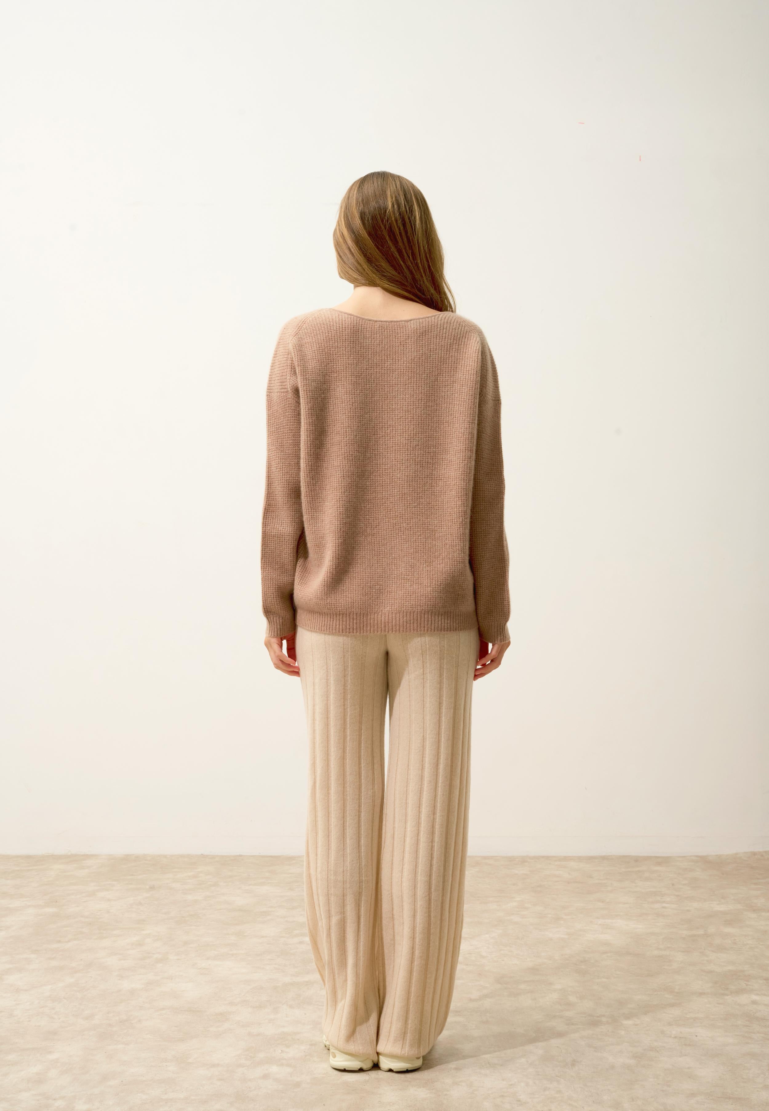 ARIANA pull col bateau camel chiné