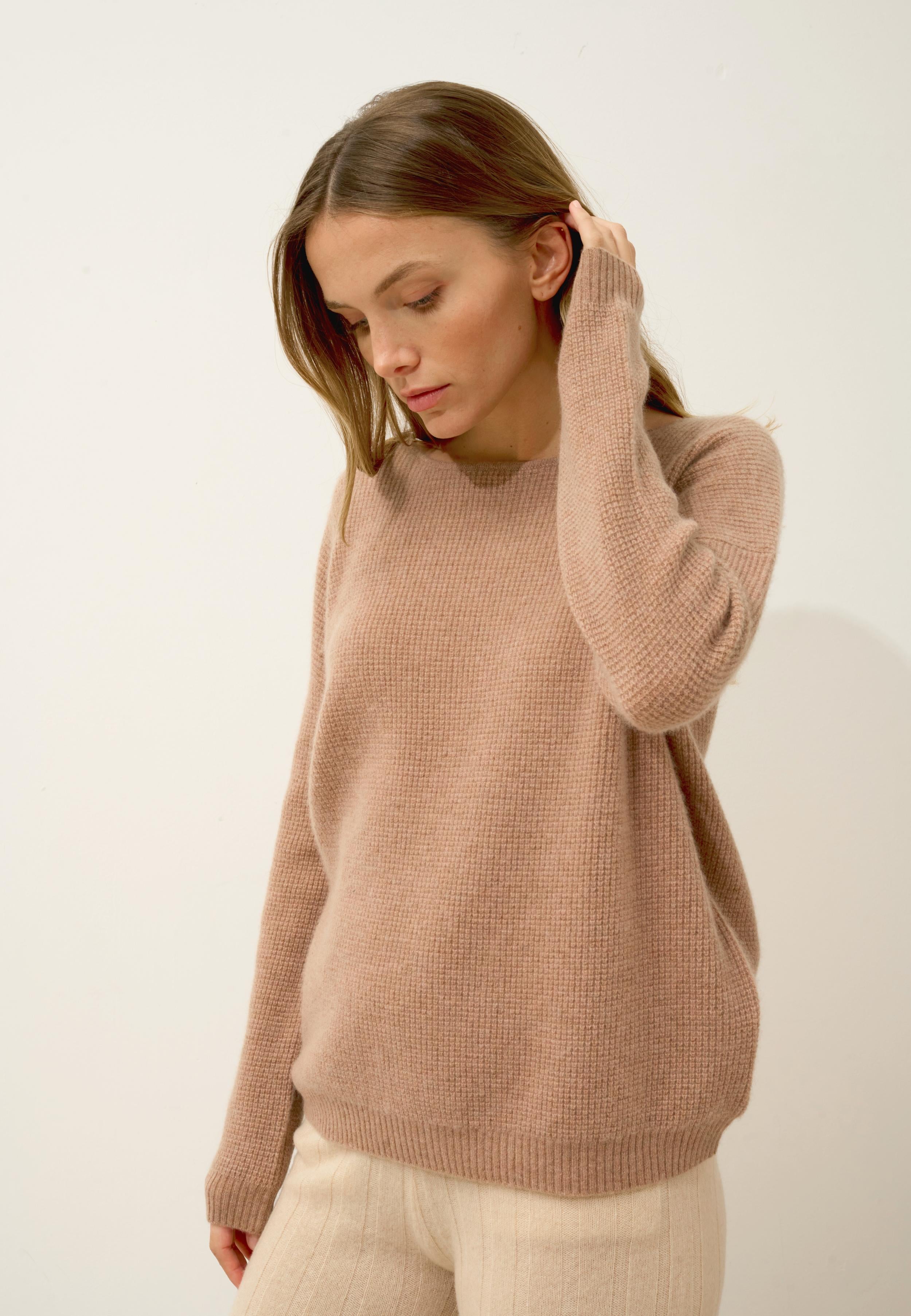 ARIANA pull col bateau camel chiné