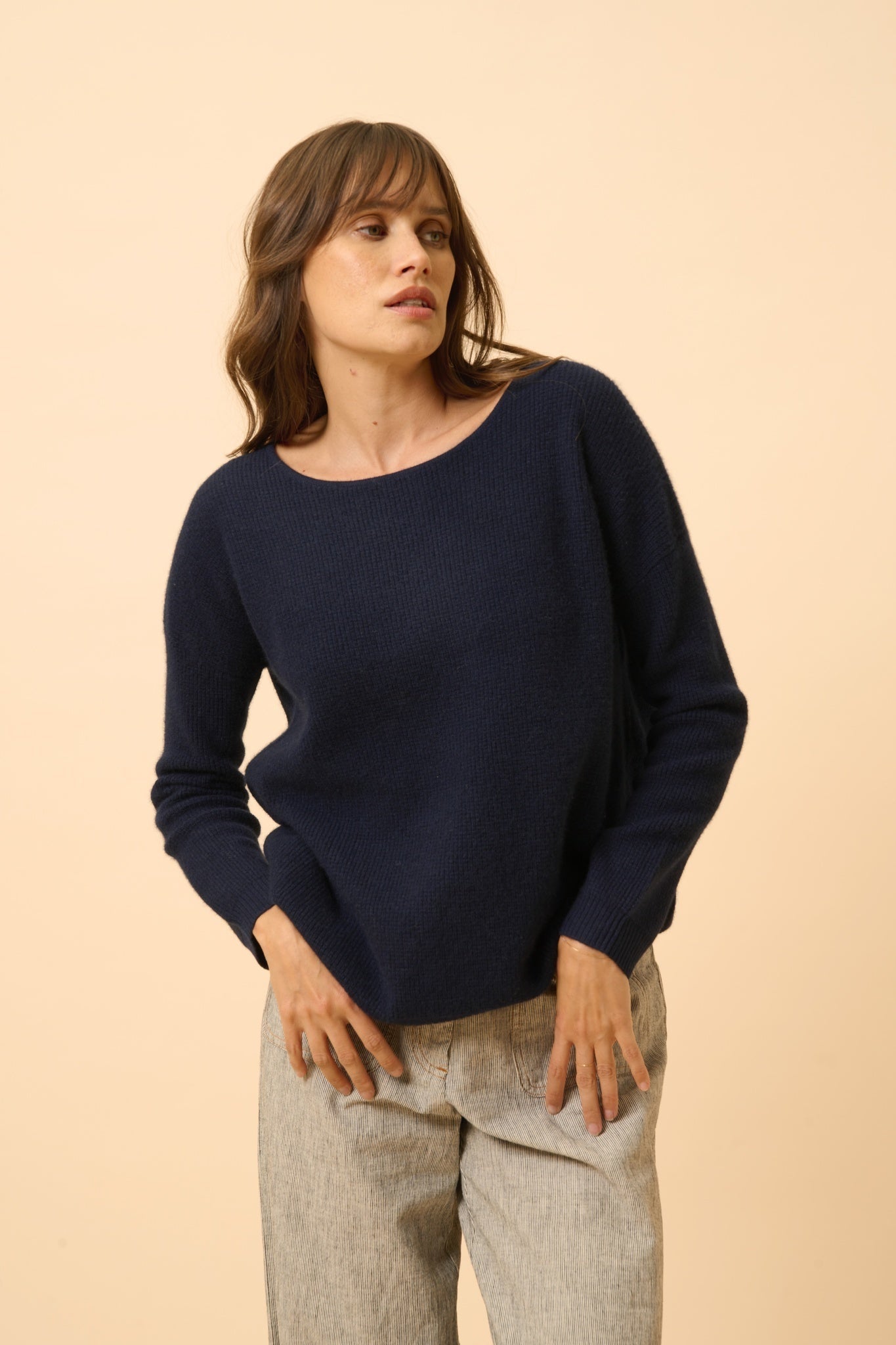 ARIANA pull col bateau navy