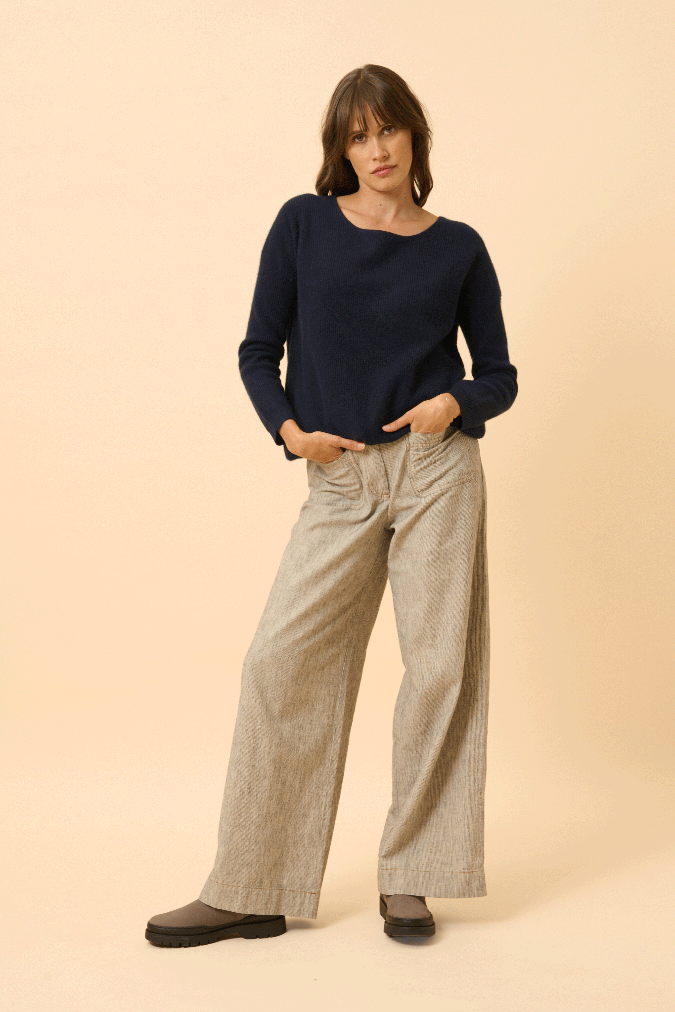 ARIANA pull col bateau navy