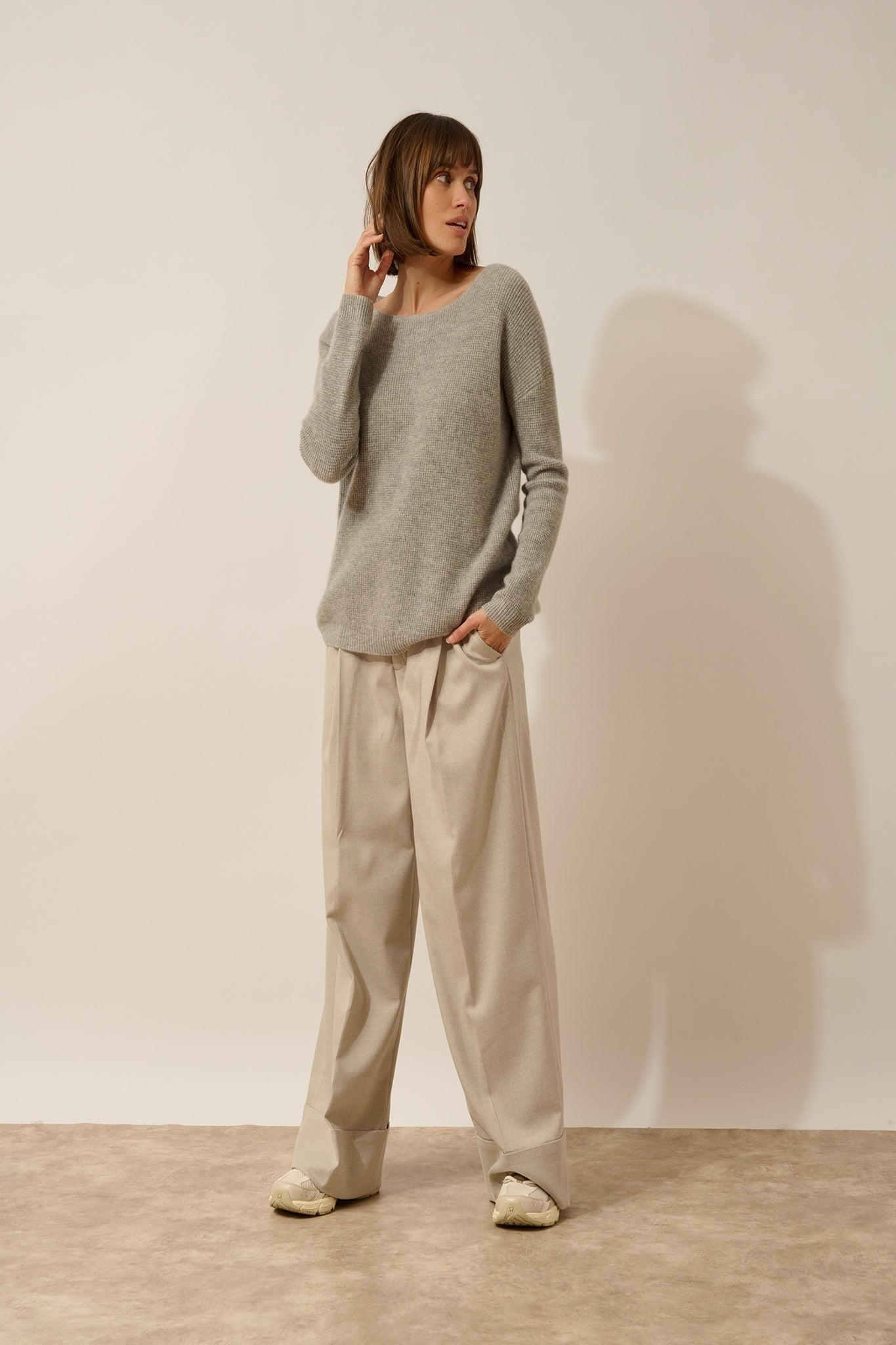 ARIANA pull col bateau nuage chiné