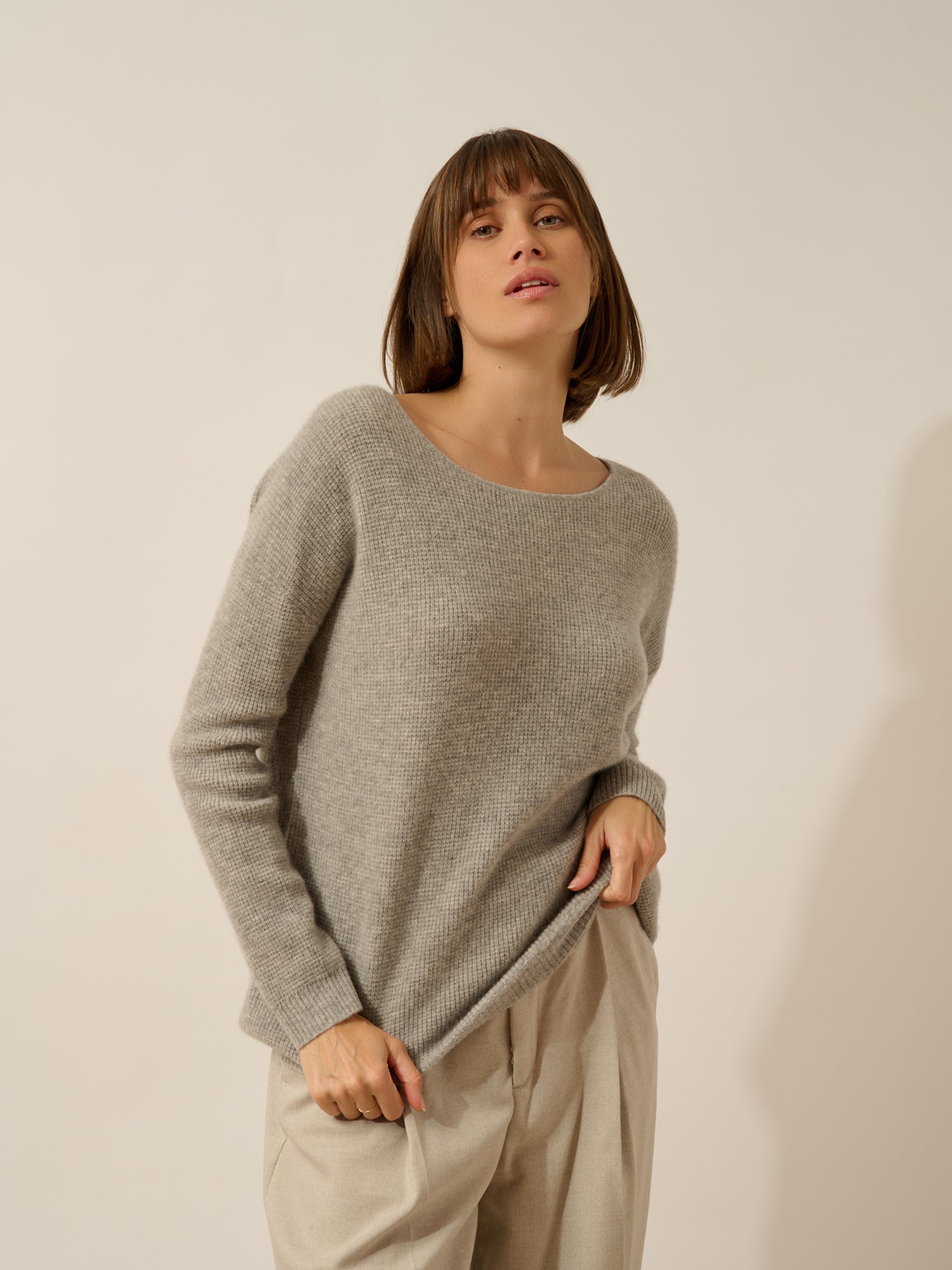 ARIANA pull col bateau nuage chiné