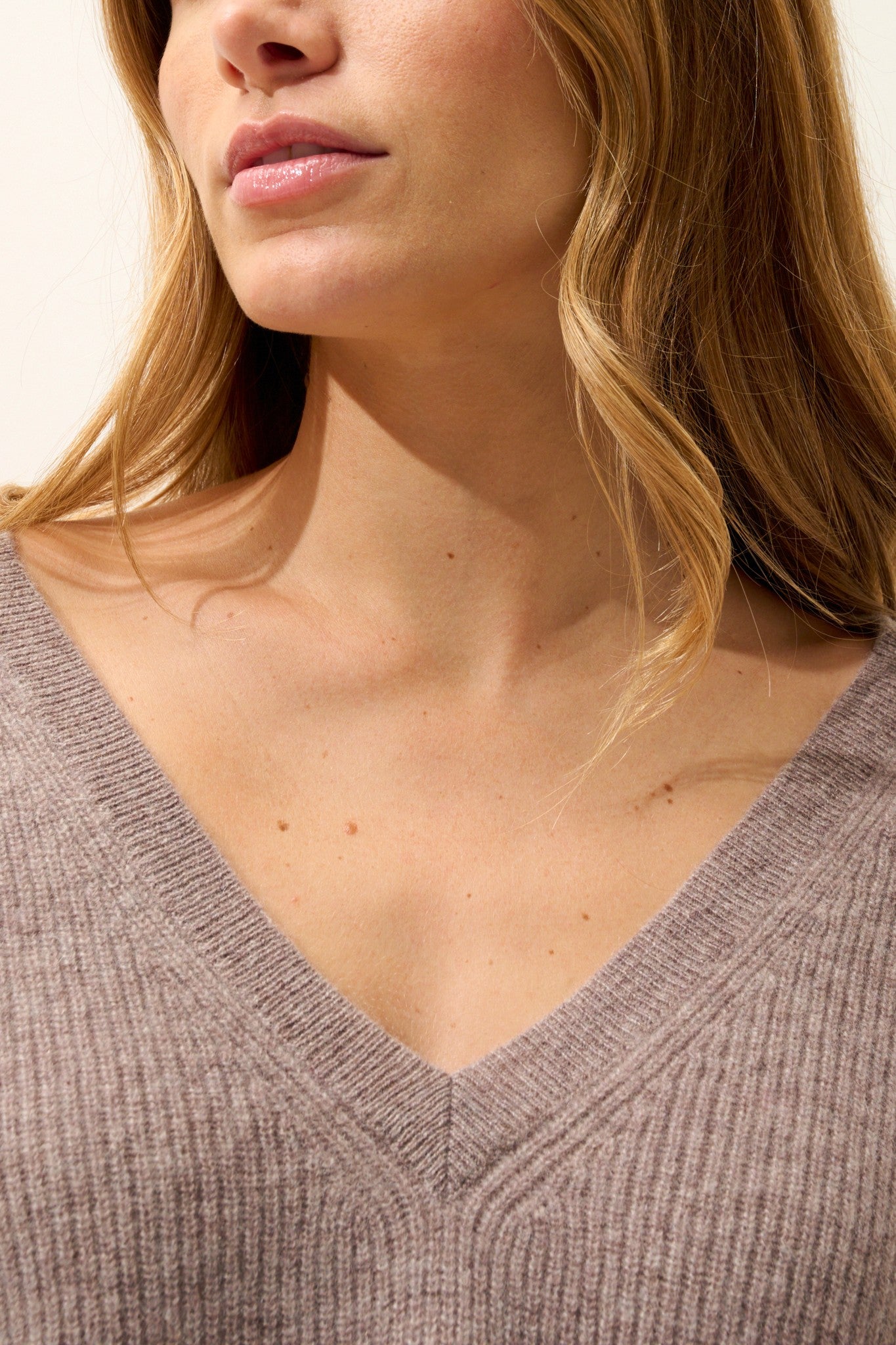 arista pull col v caribou chiné 100% cachemire