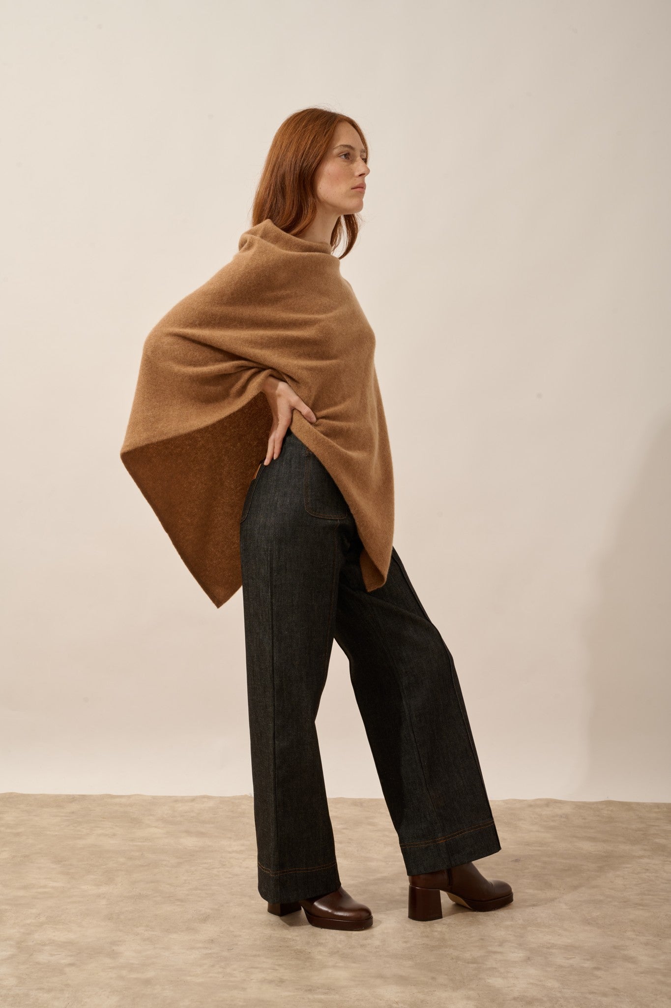 ashley poncho 4 fils noisette