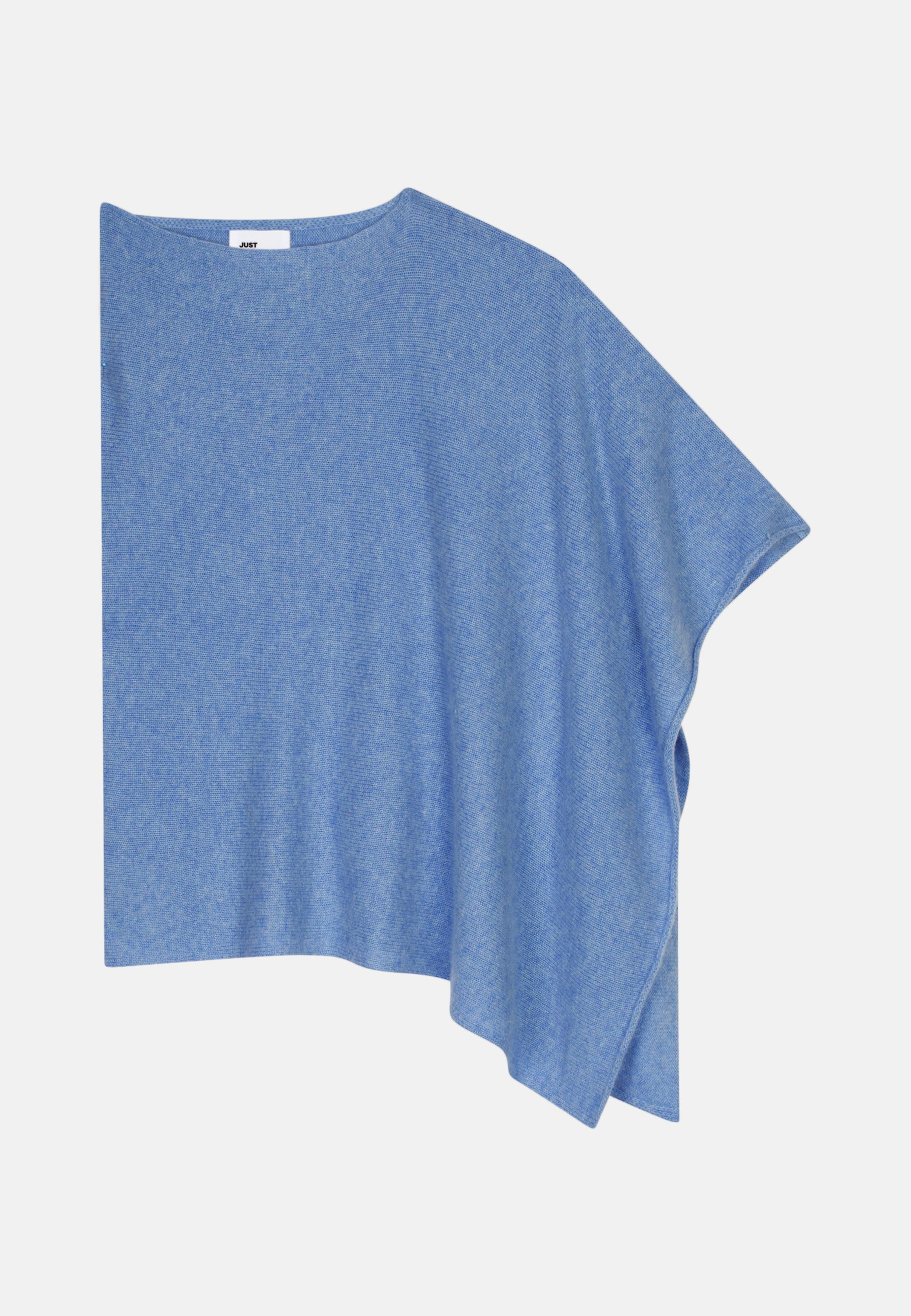 ASHLEY poncho col bateau bleu denim